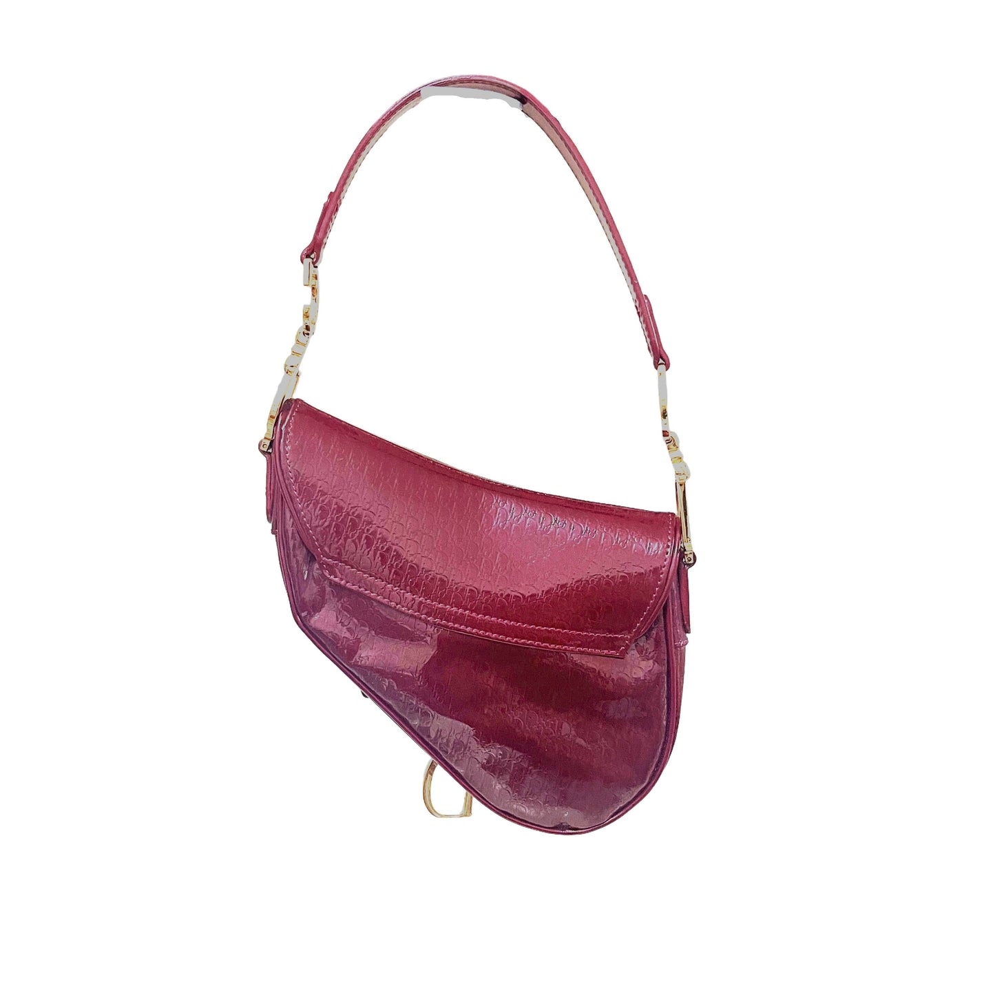 Dior Saddle Mini Shoulder Bag Burgundy Patent Leather