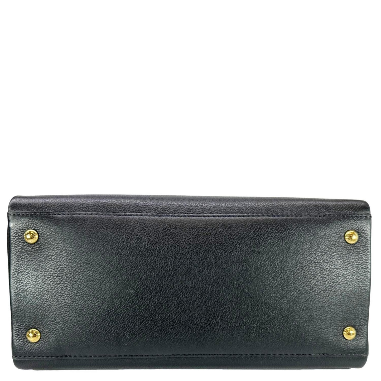 LOUIS VUITTON Lockmeto Calfskin Leather Tote Bag Navy Blue