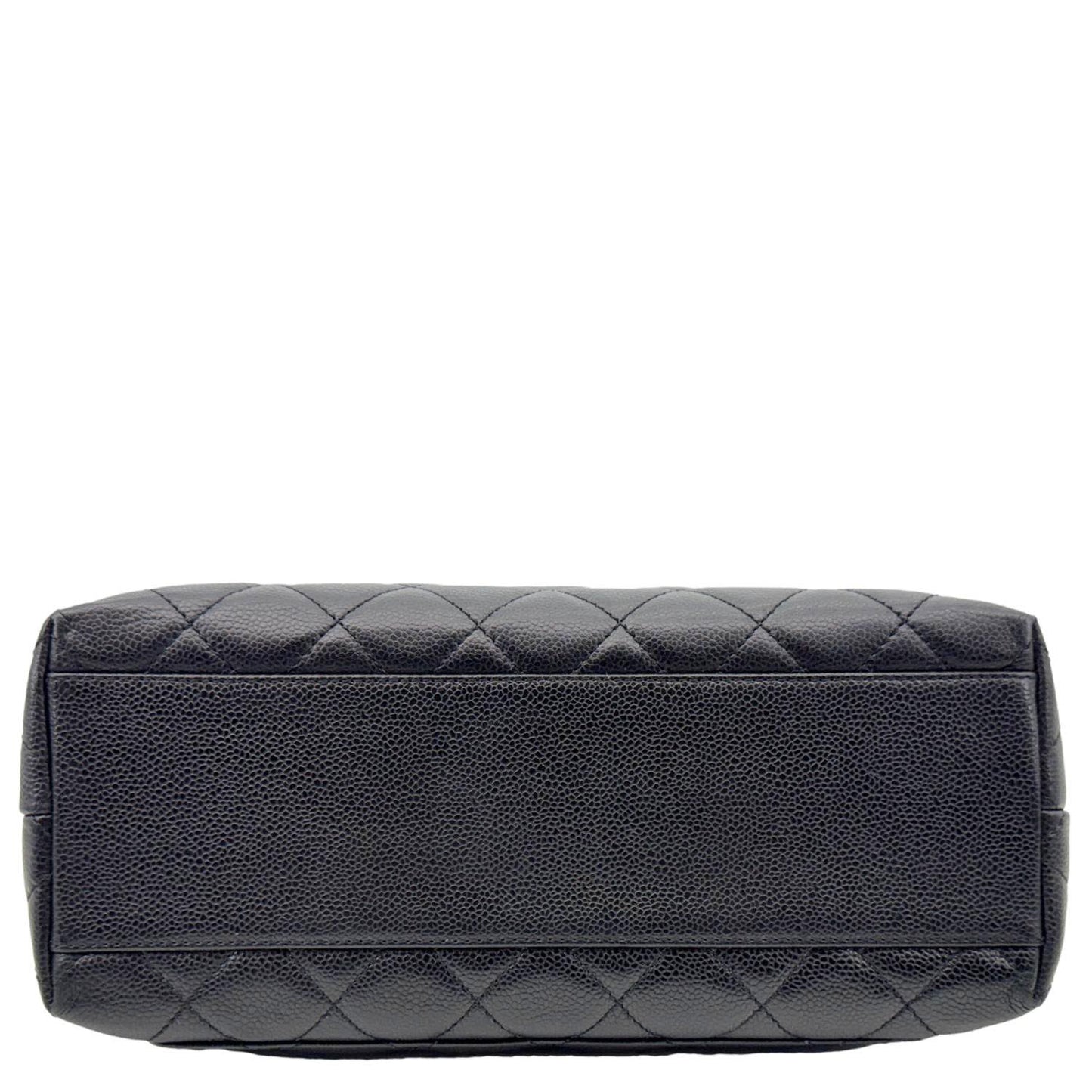 CHANEL Kelly Flap Small Quilted Caviar Leather Tote Bag Black
