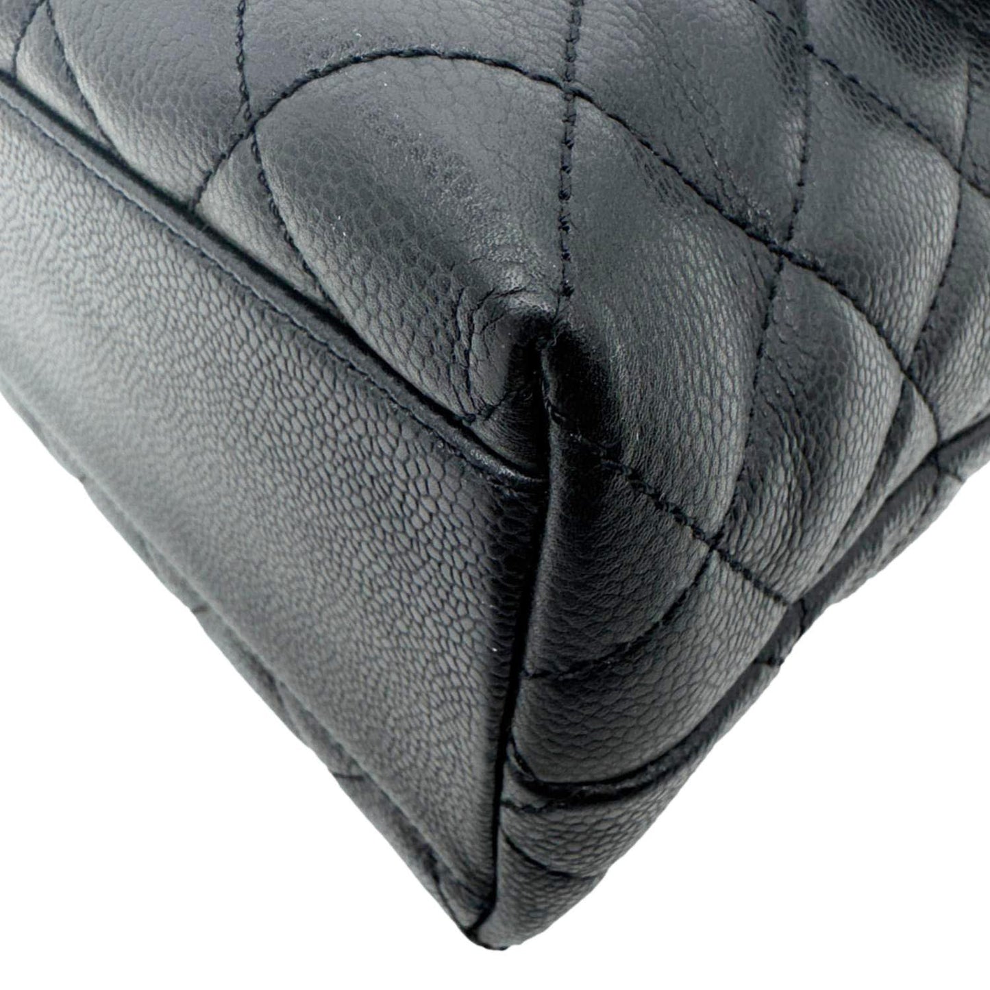 CHANEL Kelly Flap Small Quilted Caviar Leather Tote Bag Black