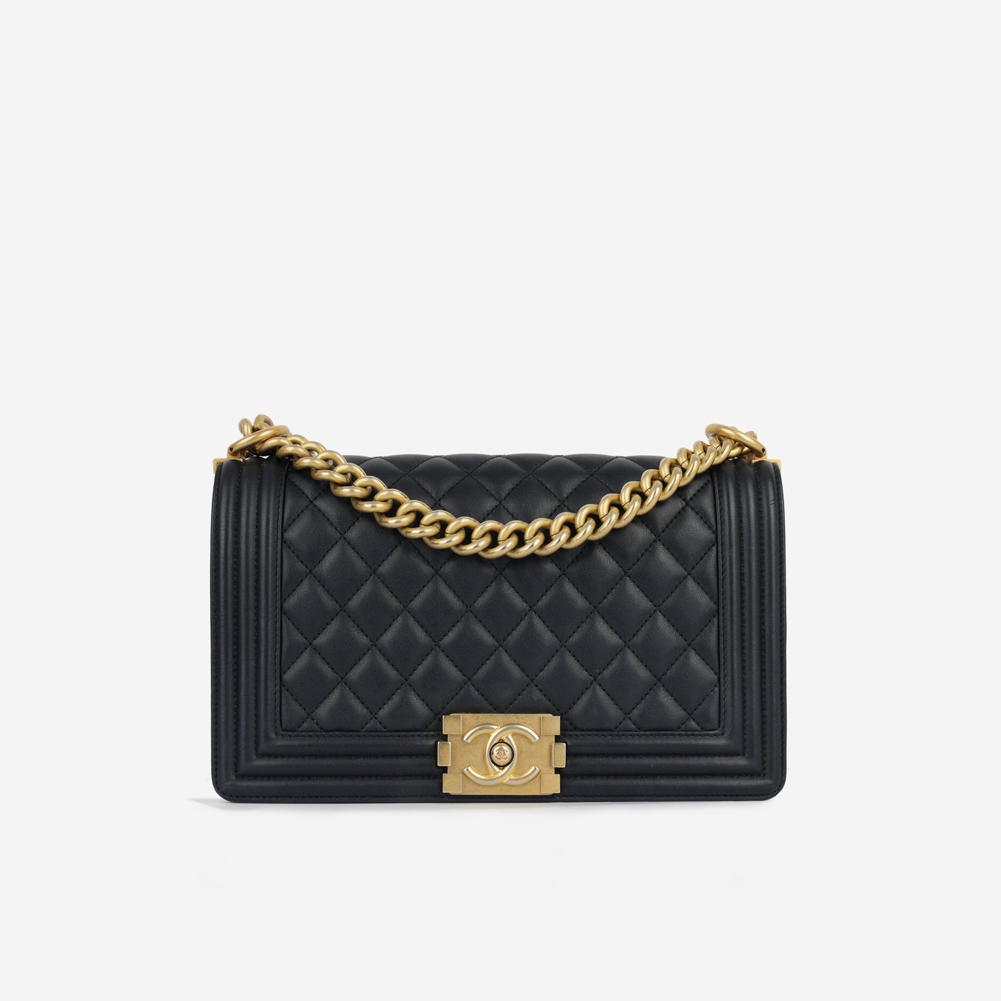 Chanel Boy Bag Lambskin Black Shoulder Bag Style 17