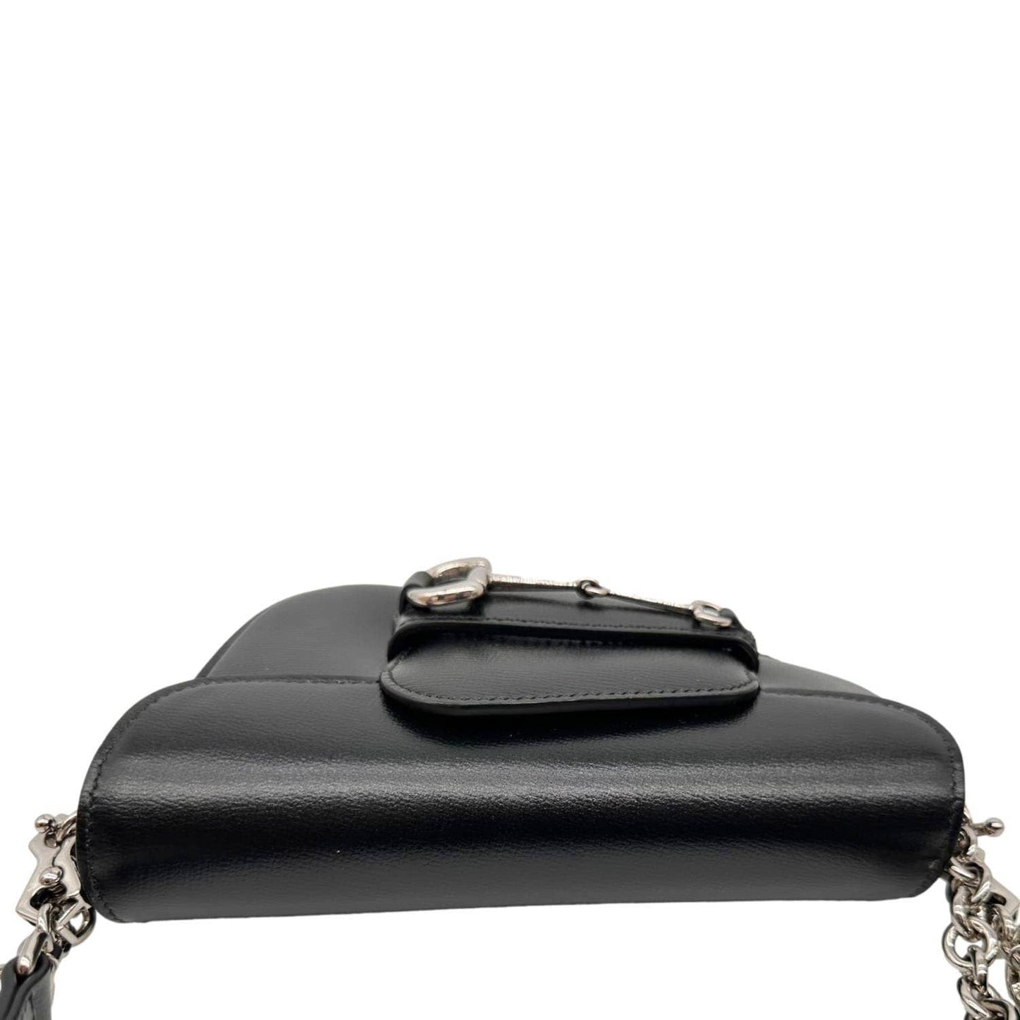 GUCCI Horsebit 1955 Asymmetric Mini Leather Shoulder Bag Black 774209