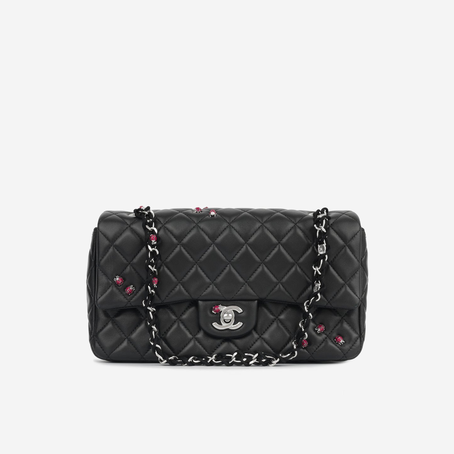 Chanel Classic Flap Lambskin Black Shoulder Bag Style 327