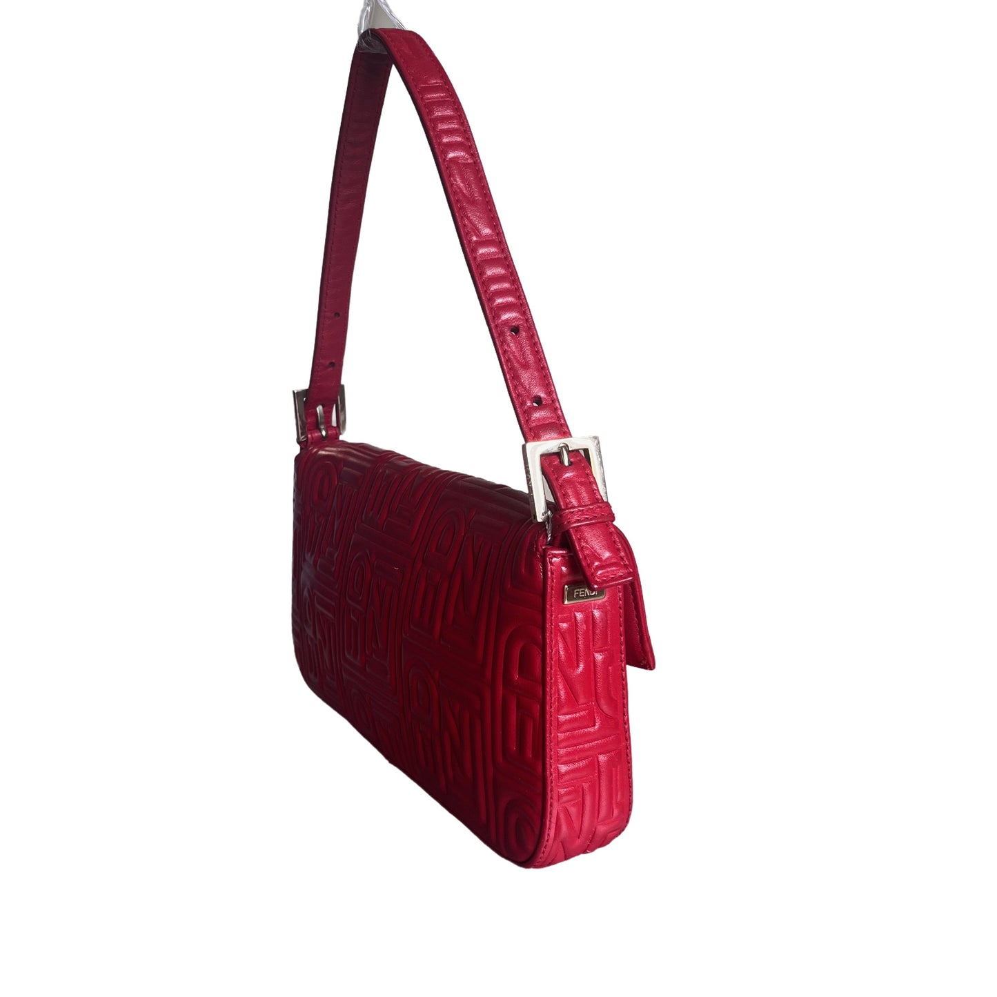 Fendi Baguette 1997 Re-edition 3D Embossed Red Leather Shoulder bag
