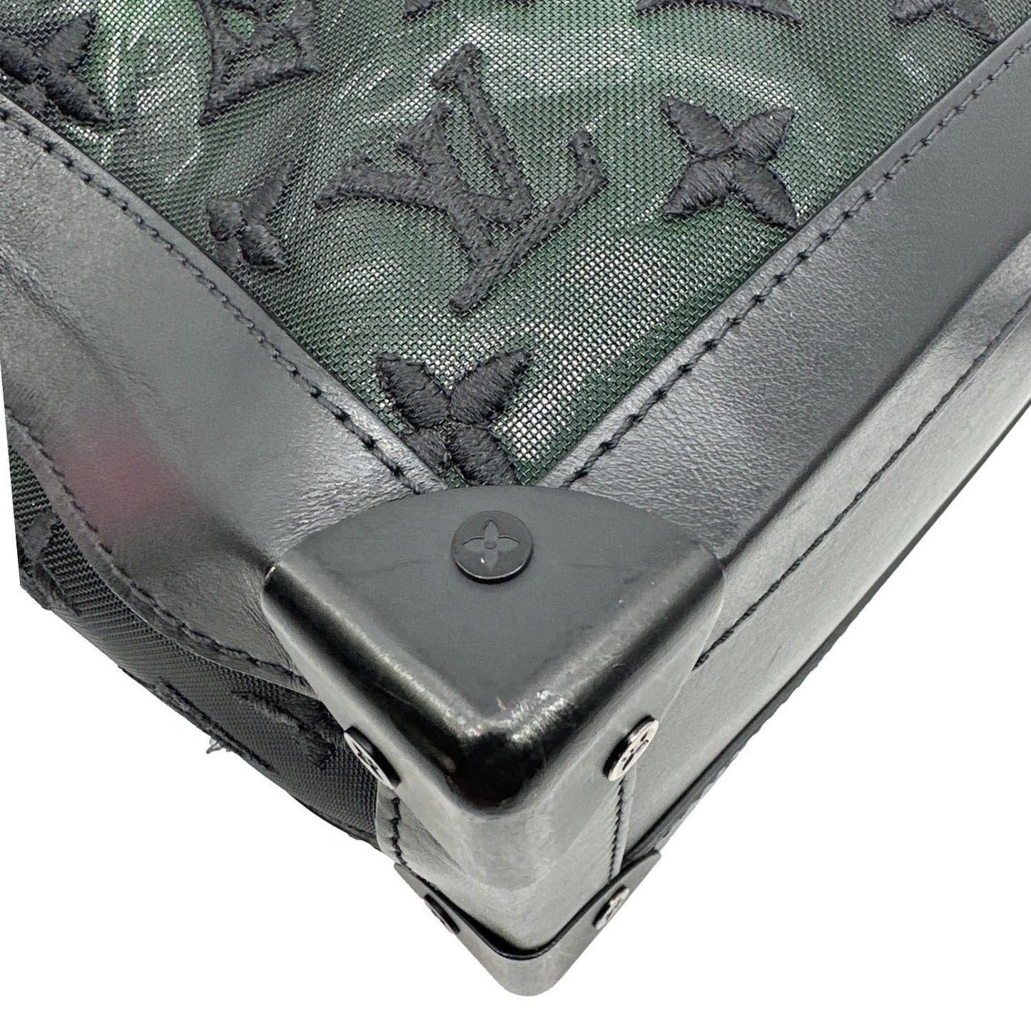 LOUIS VUITTON Soft Trunk Taurillon Monogram Mesh Crossbody Bag Black