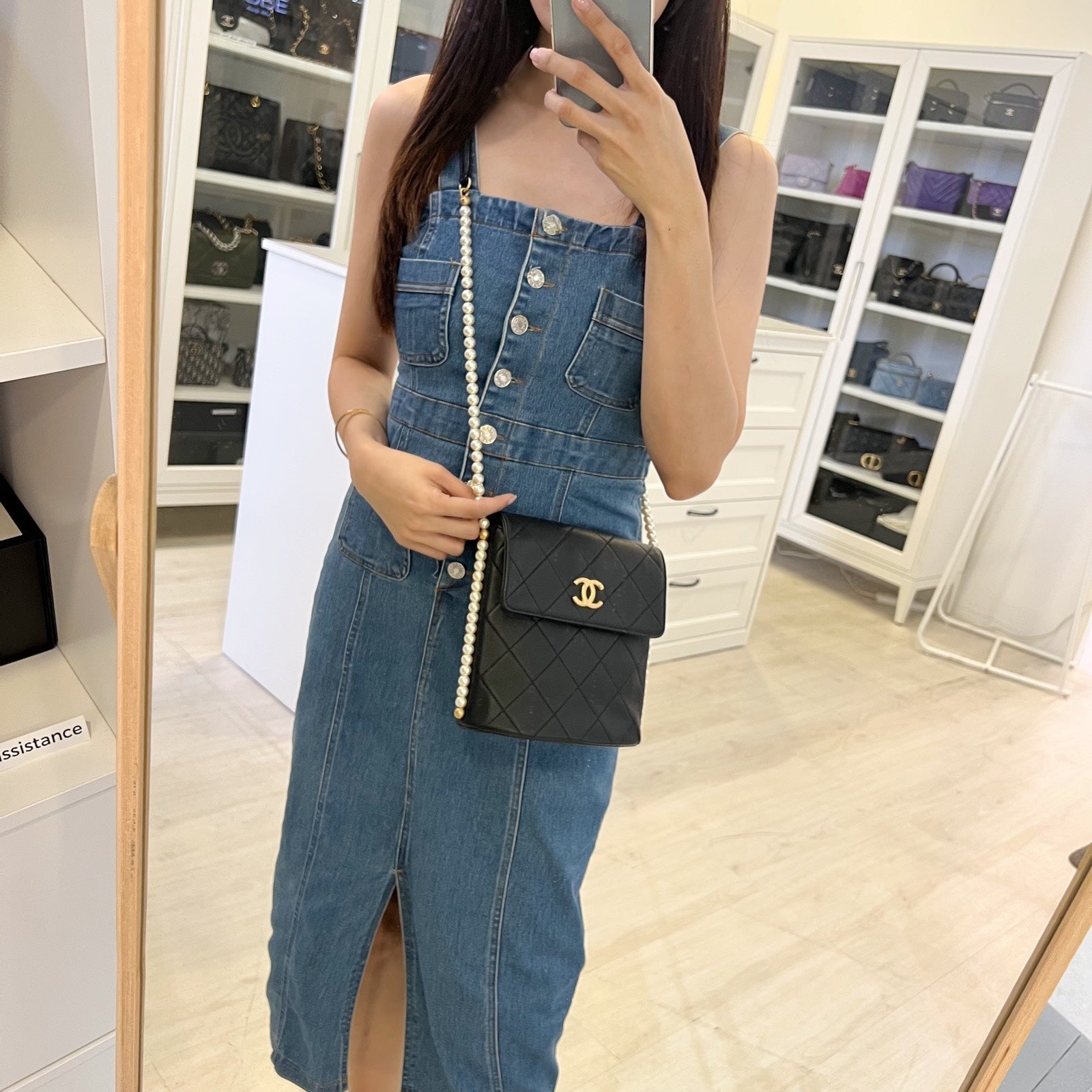 Chanel Pearl Chain North-South Flap Flap Bag - Rovelle Bags