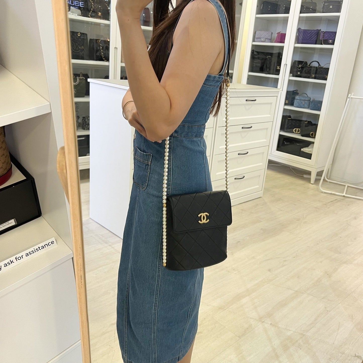 Chanel Pearl Chain North-South Flap Flap Bag - Rovelle Bags