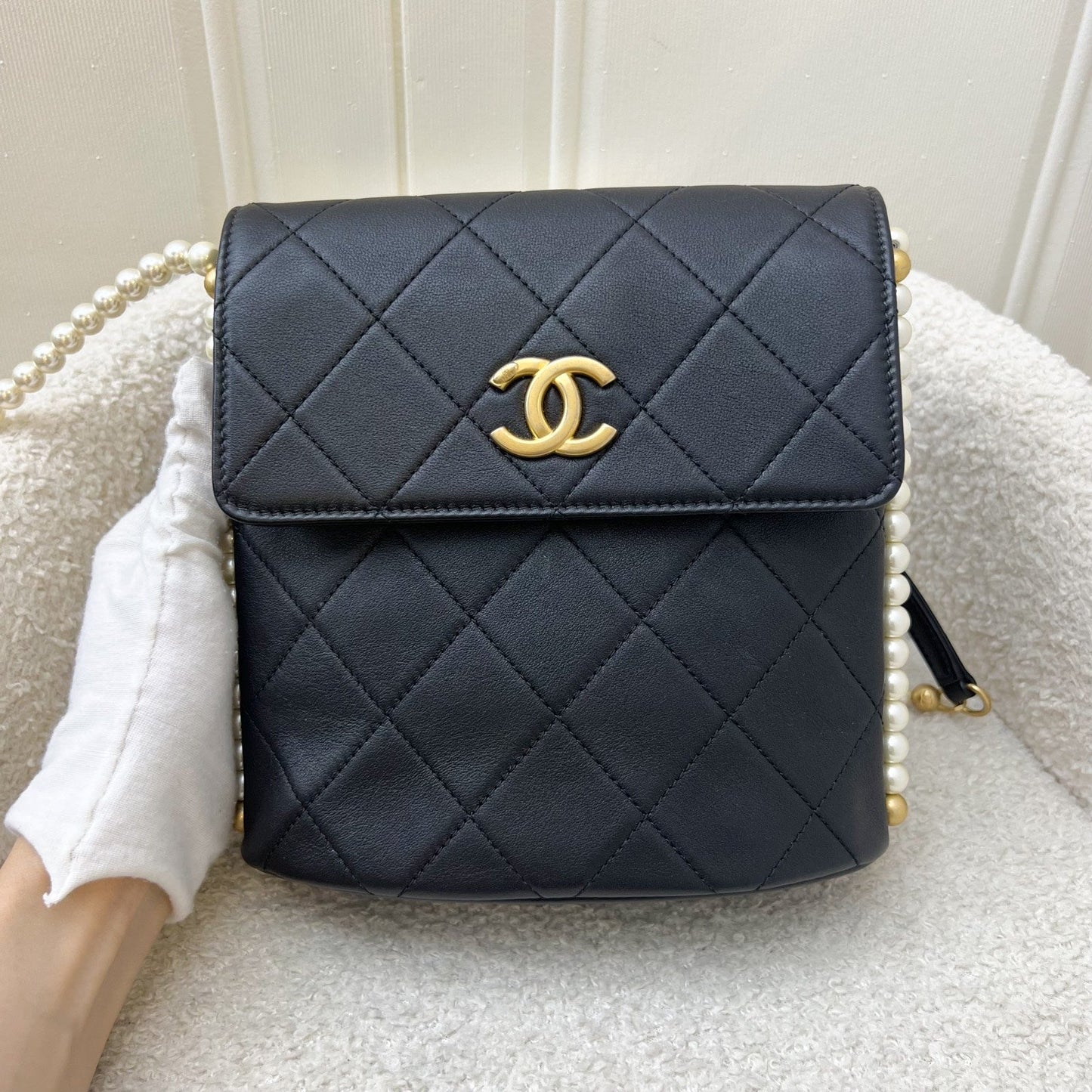Chanel Pearl Chain North-South Flap Flap Bag - Rovelle Bags