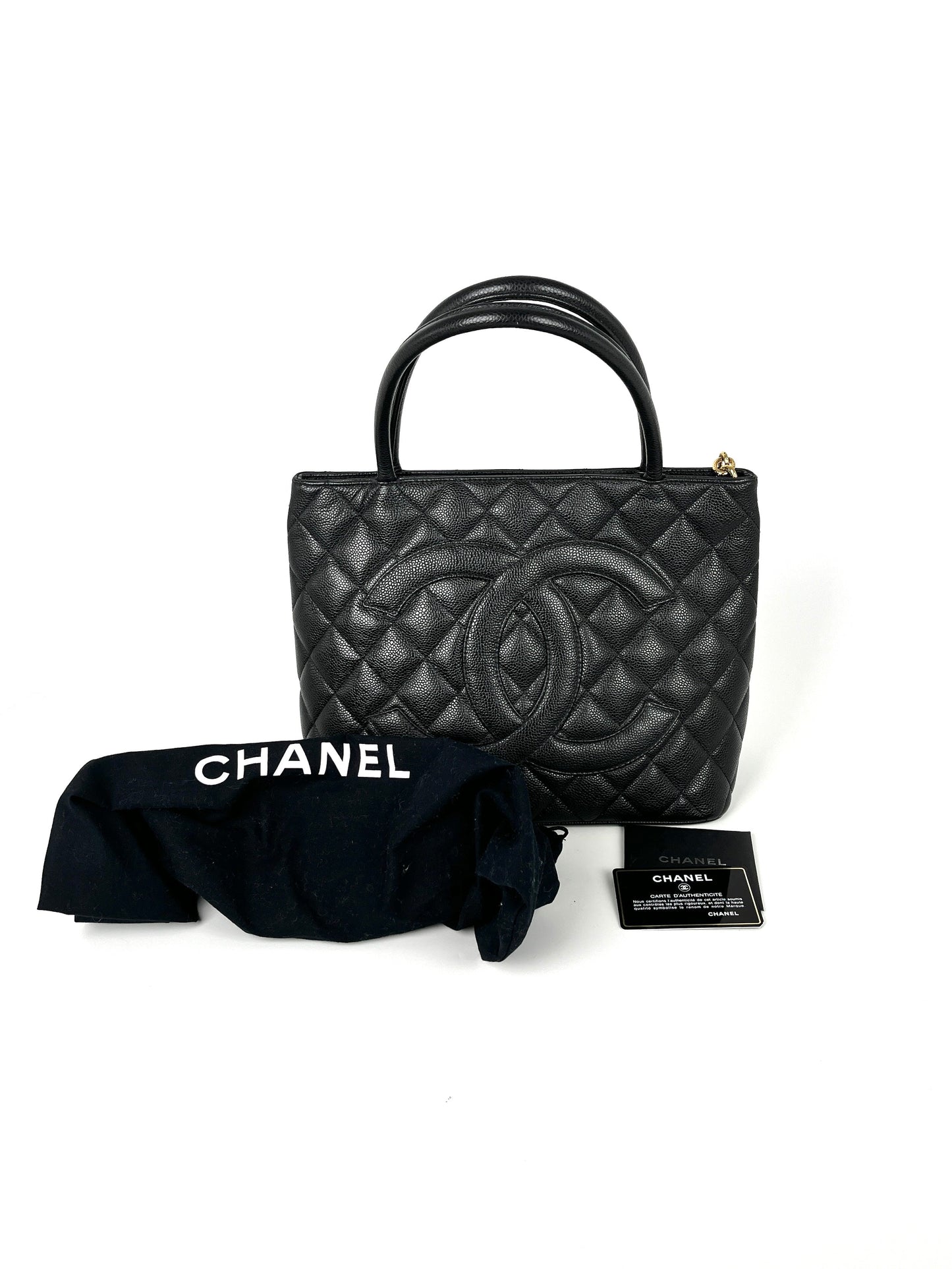 Chanel Medallion Timeless Black Quilted Caviar Tote Bag - Rovelle Bags