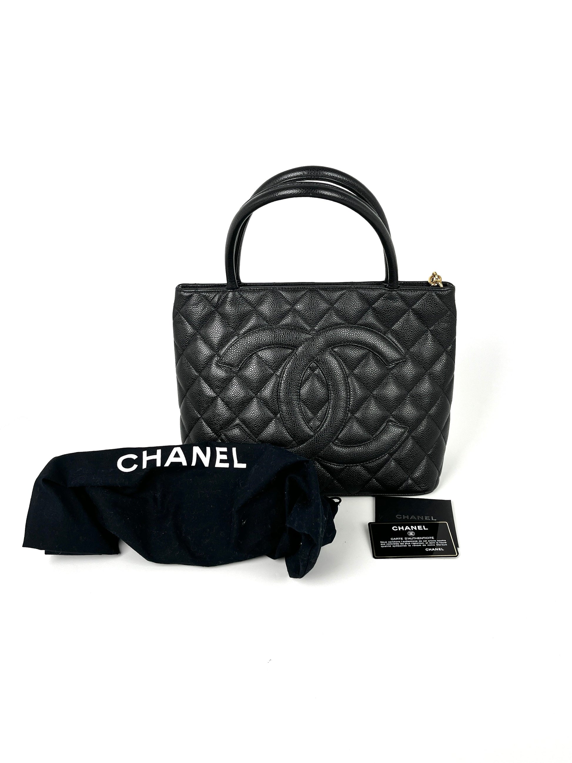 Chanel Medallion Timeless Black Quilted Caviar Tote Bag - Rovelle Bags