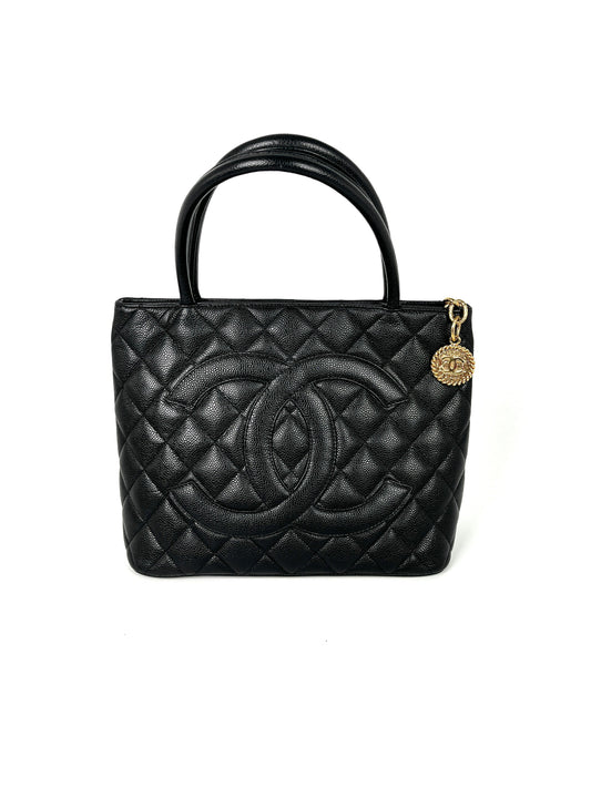 Chanel Medallion Timeless Black Quilted Caviar Tote Bag - Rovelle Bags