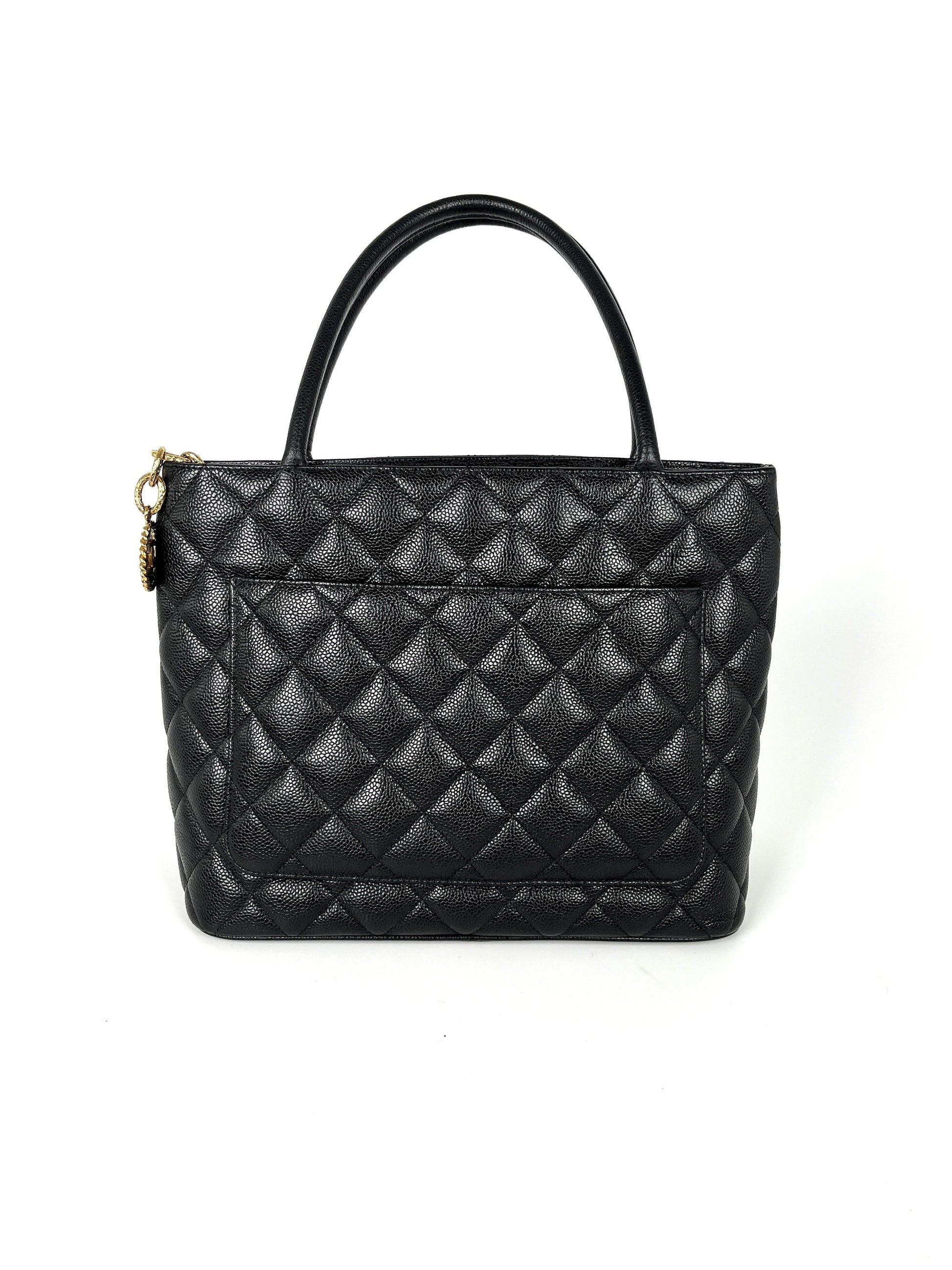 Chanel Medallion Timeless Black Quilted Caviar Tote Bag - Rovelle Bags