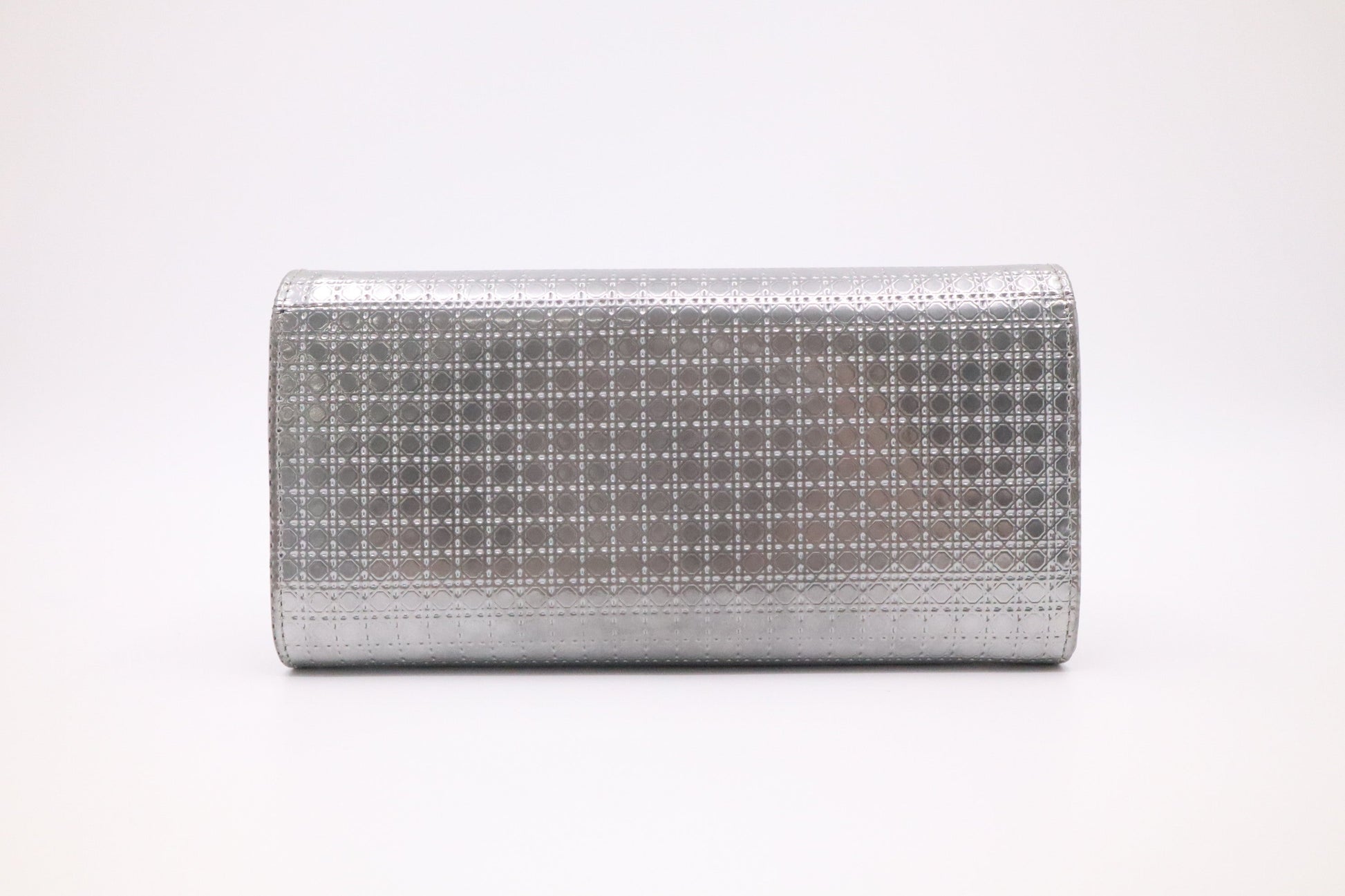 Dior Croisiere Wallet on Chain in Silver Micro-Cannage Leather