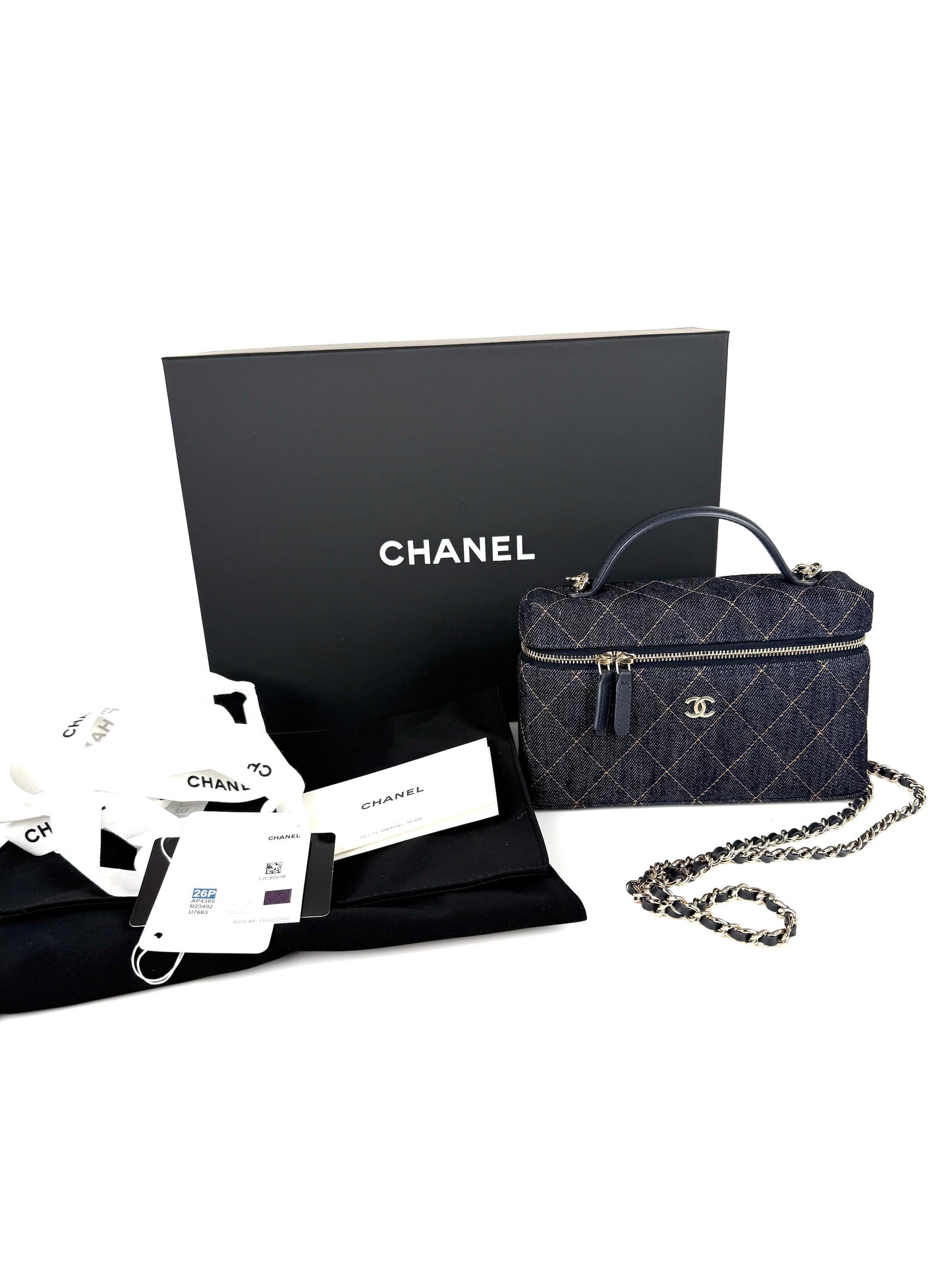 Chanel Long Classic Vanity Dark Quilted Crossbody Bag - Rovelle Bags
