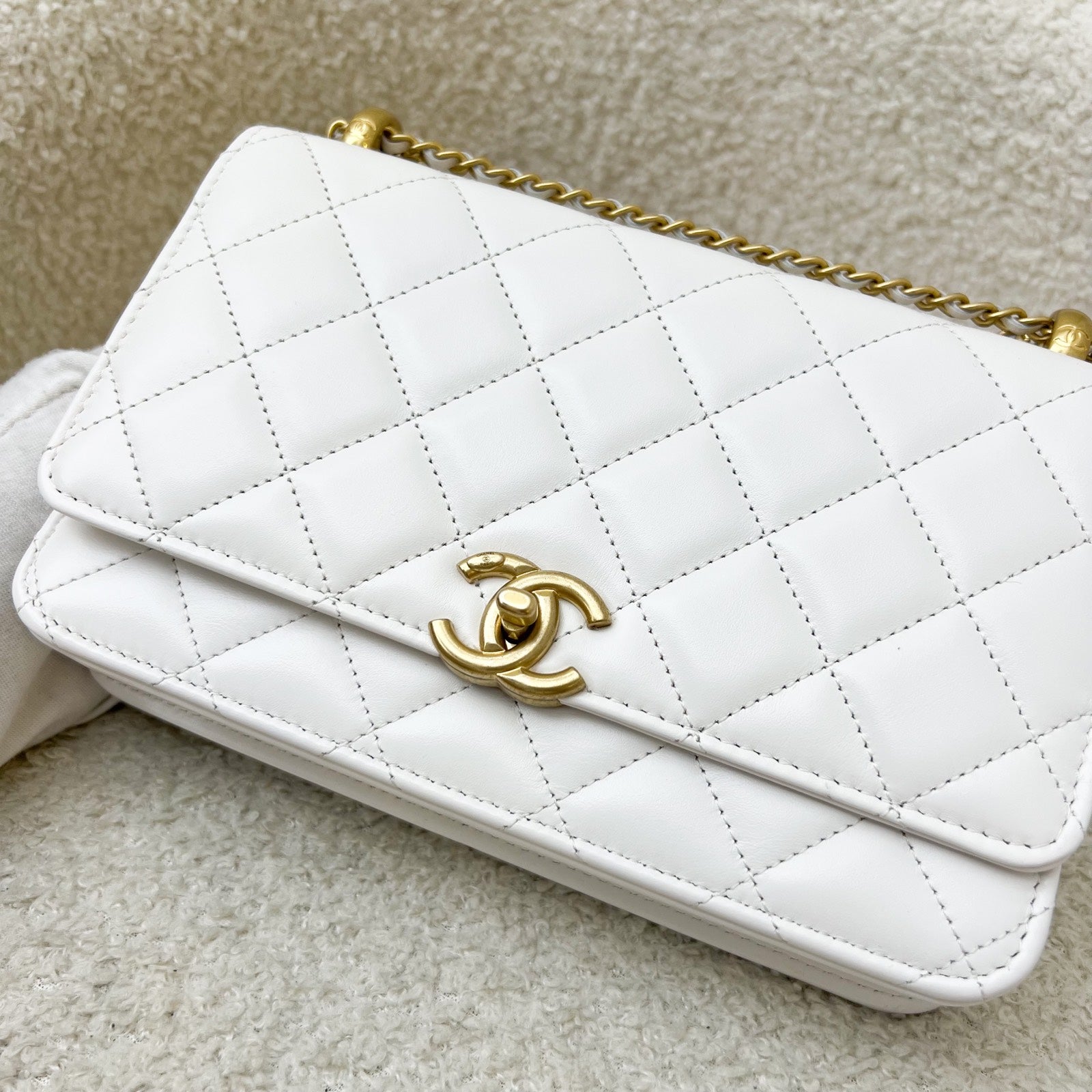 Chanel 24C Double Pearl Adjustable Chain Crossbody Bag - Rovelle Bags