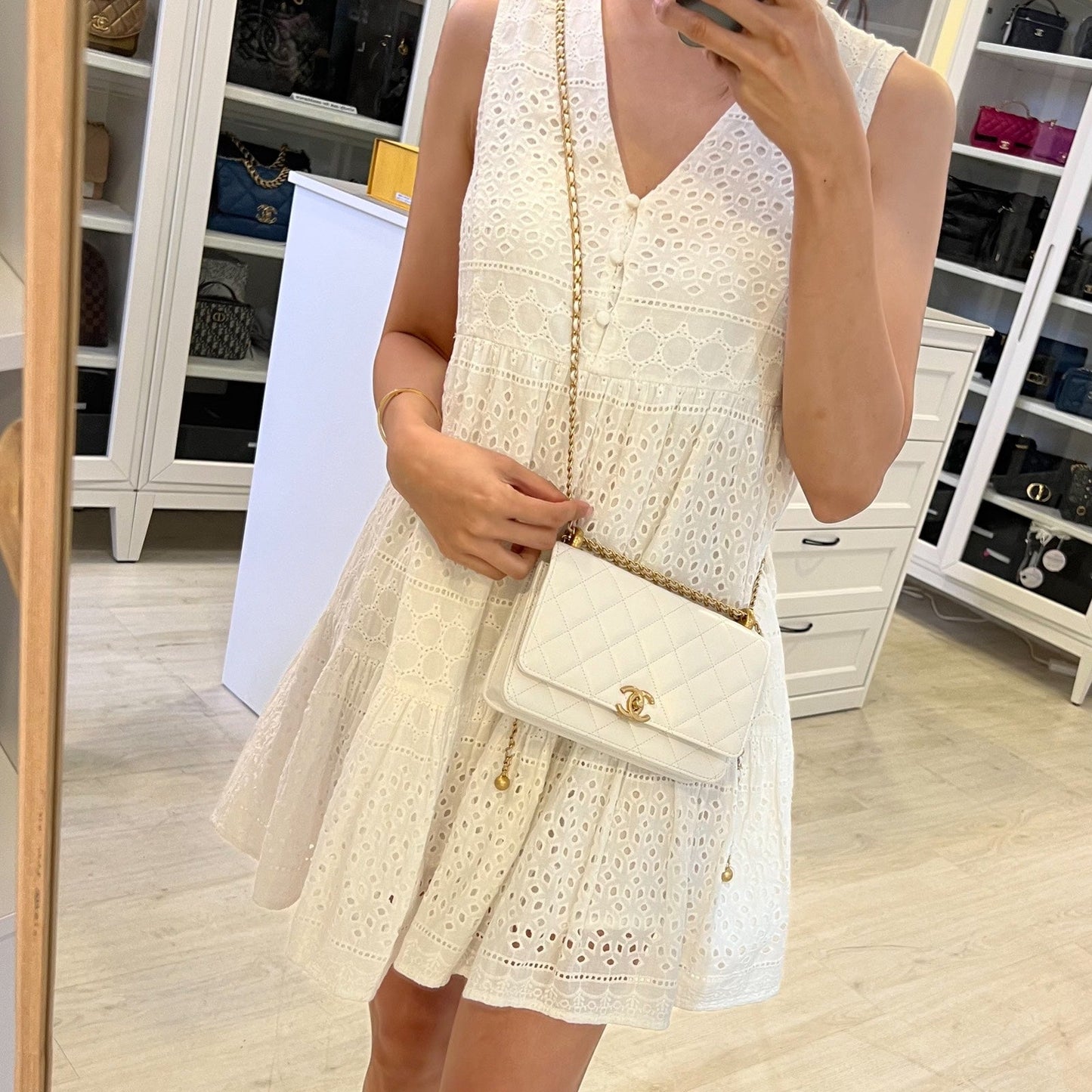 Chanel 24C Double Pearl Adjustable Chain Crossbody Bag - Rovelle Bags