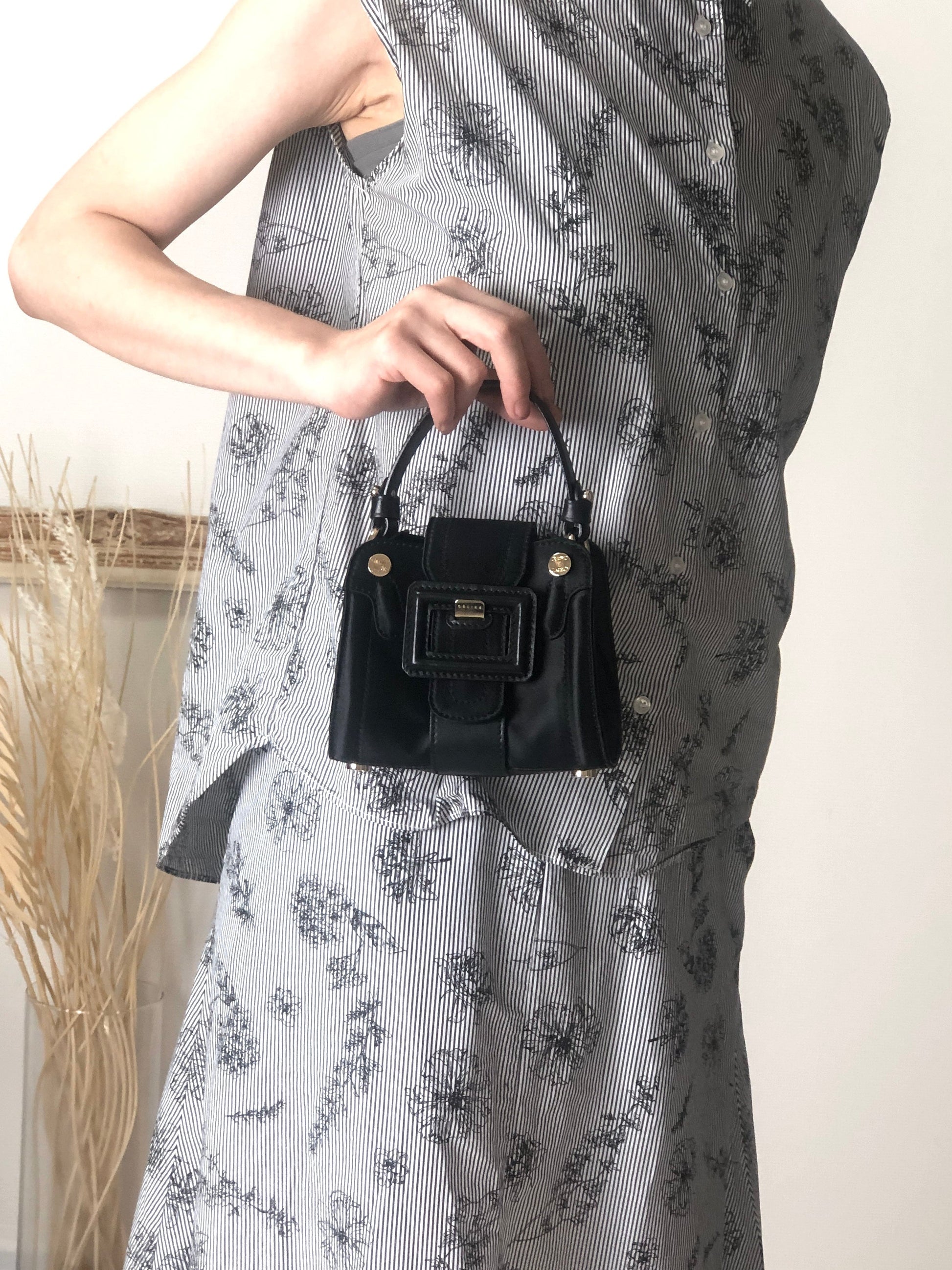CELINE Front Buckle Small Handbag Black wdsxbc