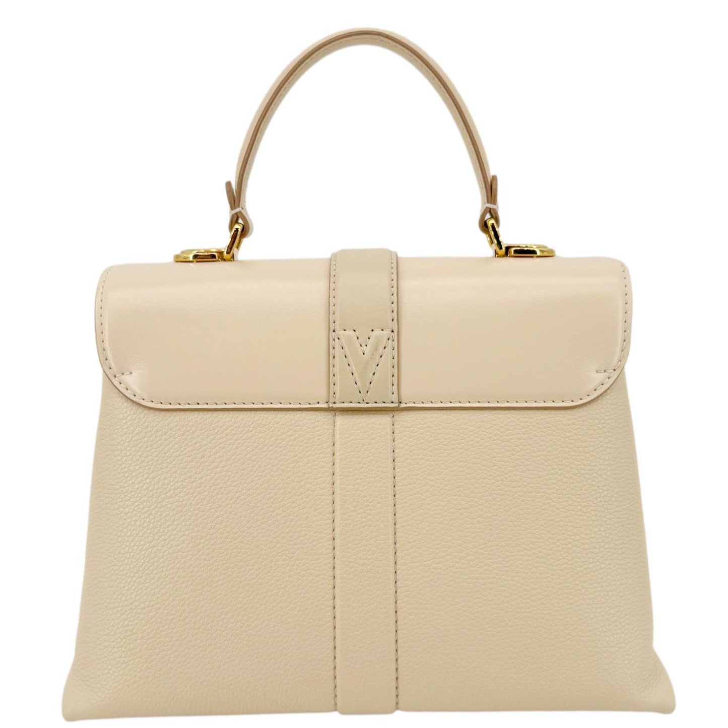 LOUIS VUITTON Rose Des Vents PM Grained Leather Top Handle Crossbody Bag Creme