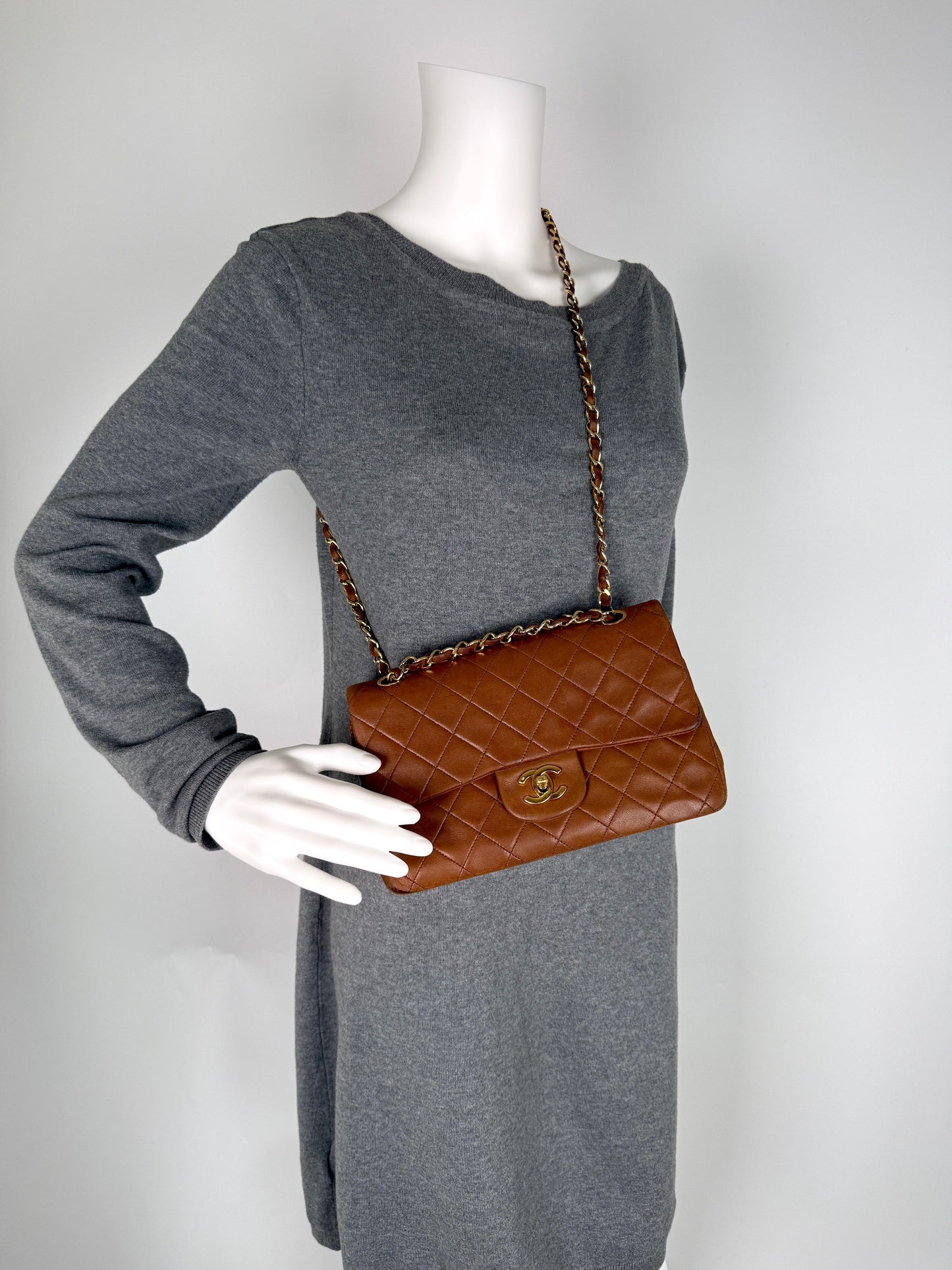 Chanel Brown Small Lambskin Quilted Leather Shoulder Bag - Rovelle Bags