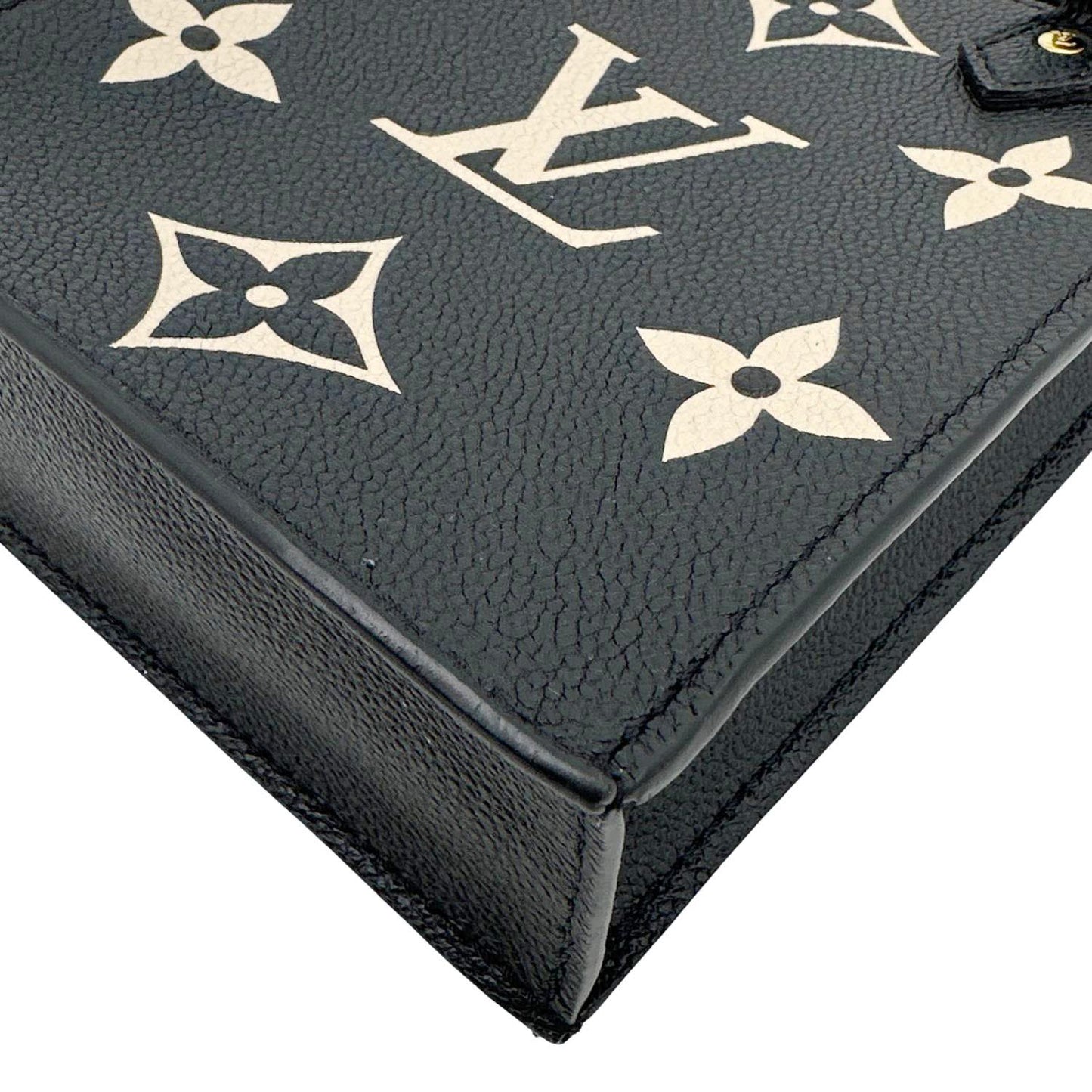 LOUIS VUITTON Petit Sac Plat Monogram Empreinte Leather Shoulder Bag Black