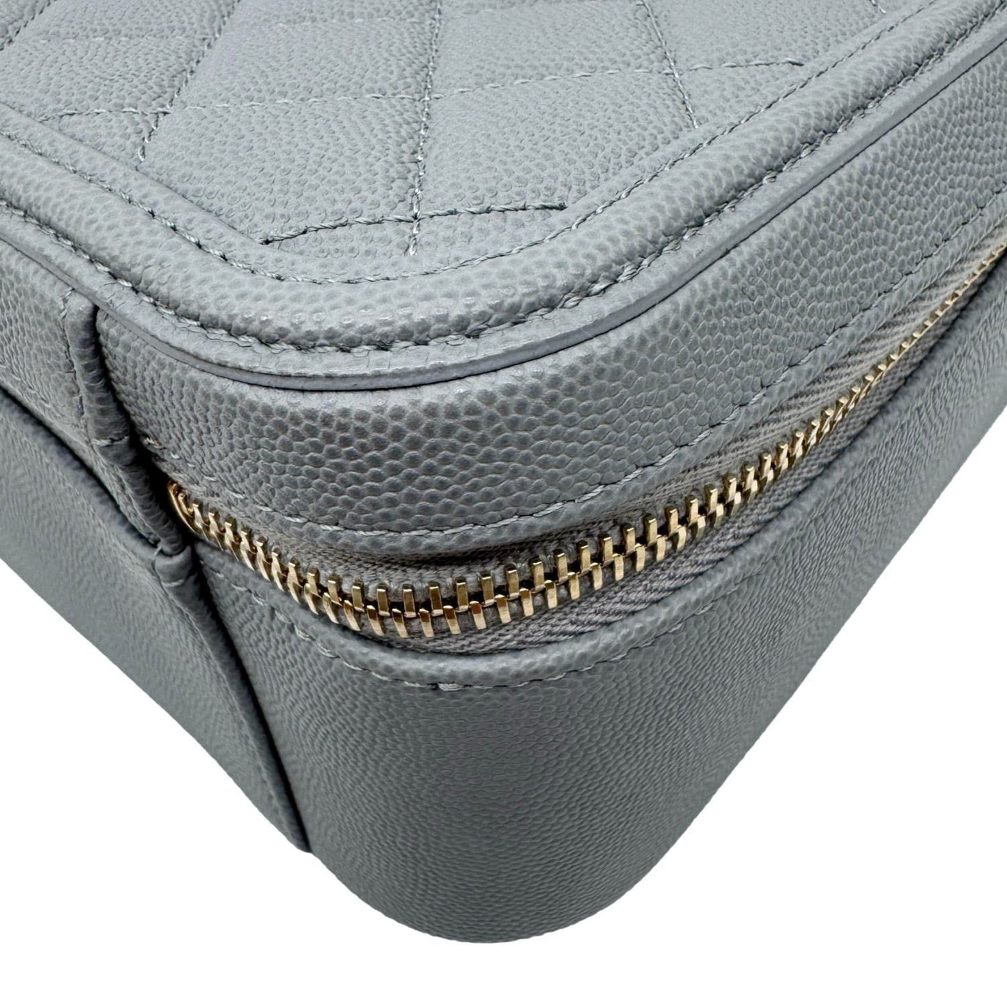 CHANEL Vanity Case Filigree CC Large Caviar Quilted Shoulder Bag Grey