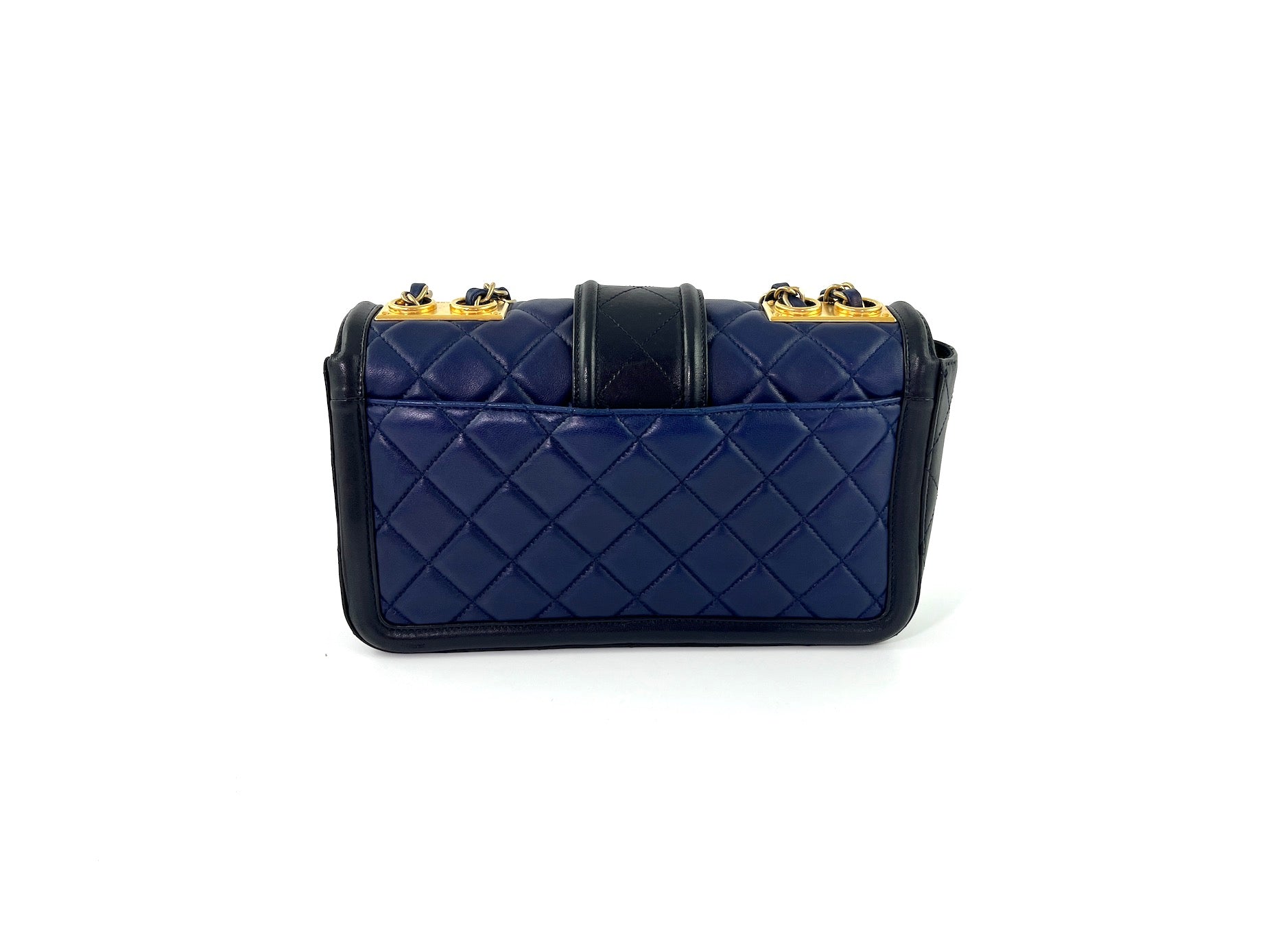 Chanel Elegant CC Navy Black Quilted Flap Bag - Rovelle Bags