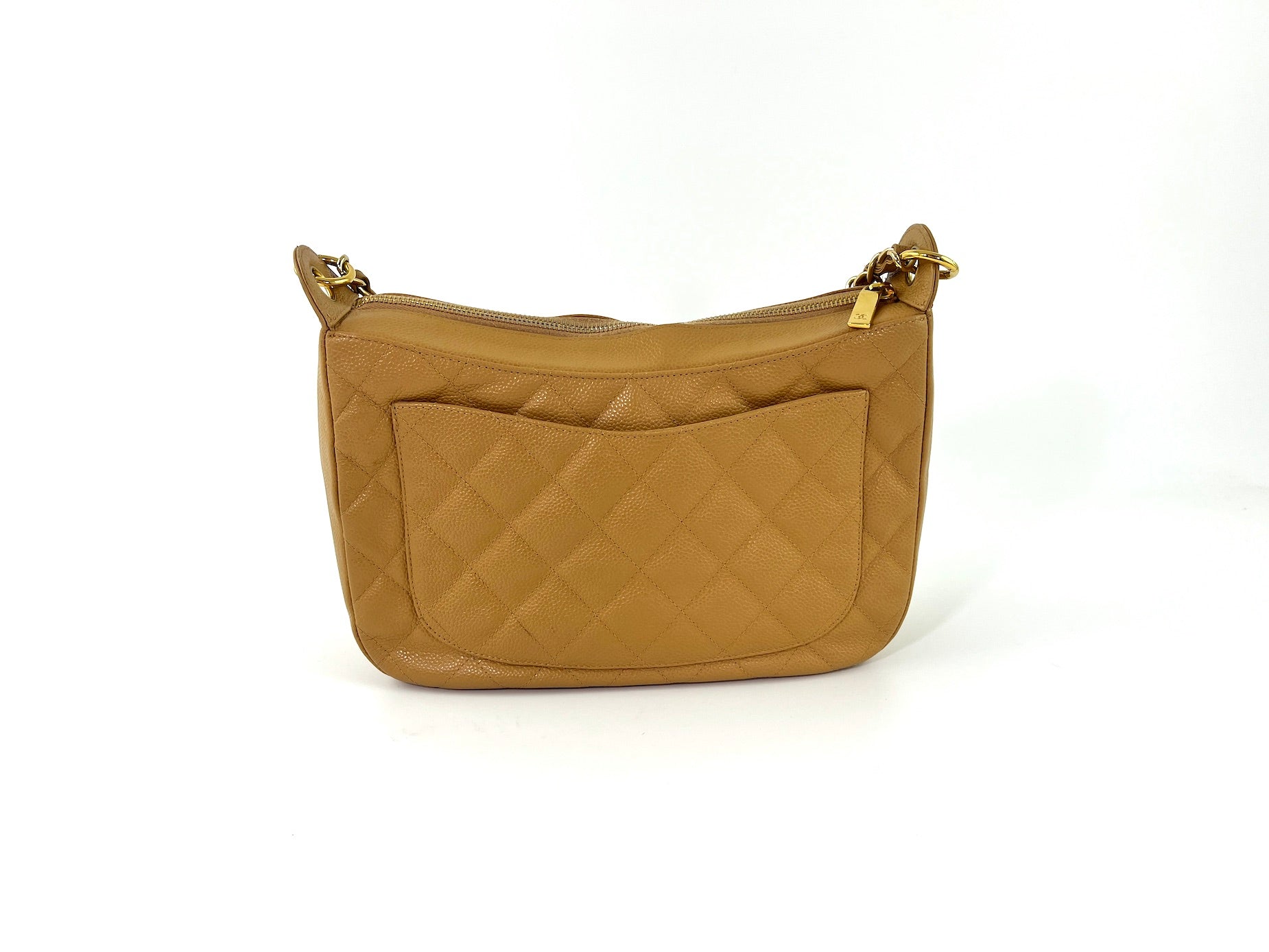 Chanel Timeless Beige Quilted Caviar Hobo Hobo Bag - Rovelle Bags