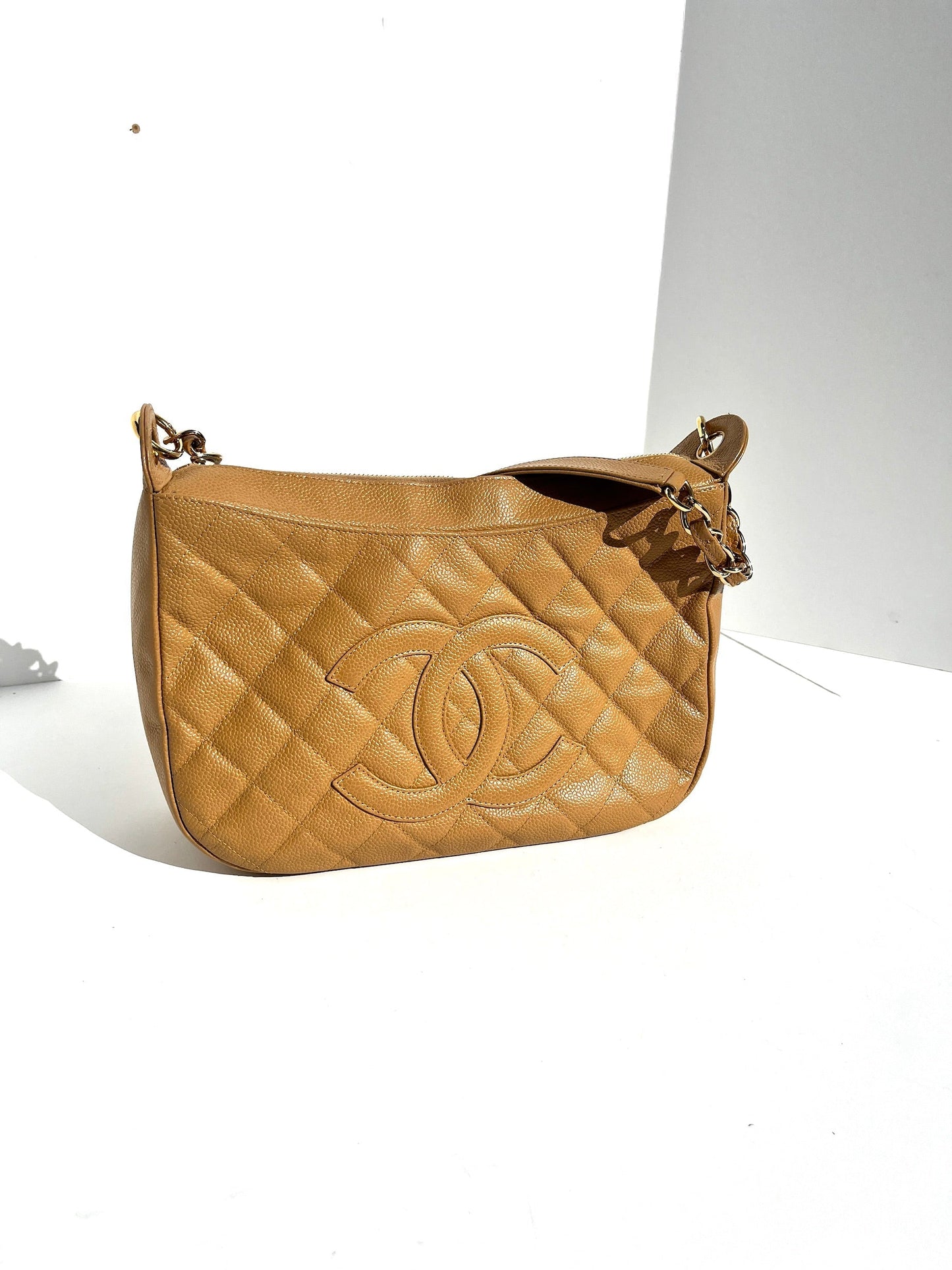 Chanel Timeless Beige Quilted Caviar Hobo Hobo Bag - Rovelle Bags