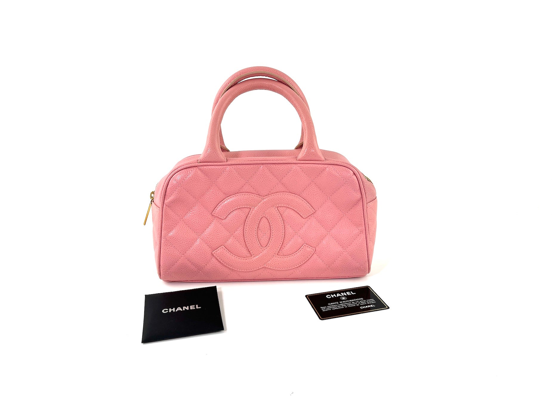 Chanel Timeless Pink Quilted Caviar Bowler Handbag - Rovelle Bags