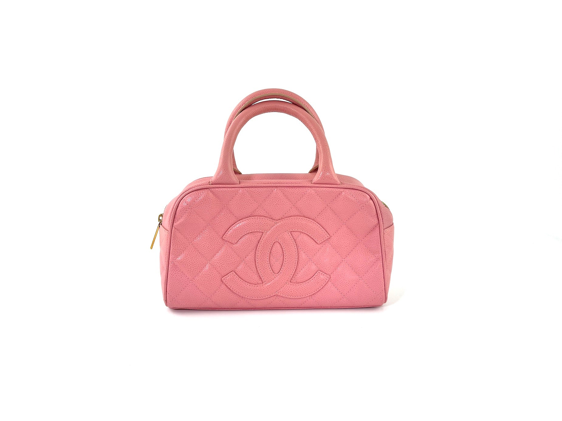 Chanel Timeless Pink Quilted Caviar Bowler Handbag - Rovelle Bags