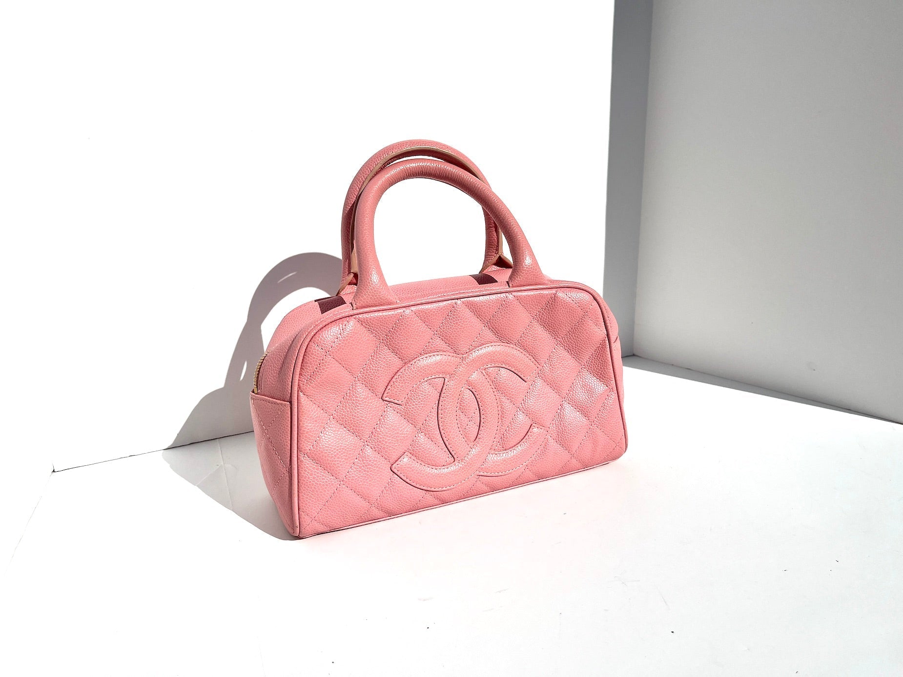 Chanel Timeless Pink Quilted Caviar Bowler Handbag - Rovelle Bags