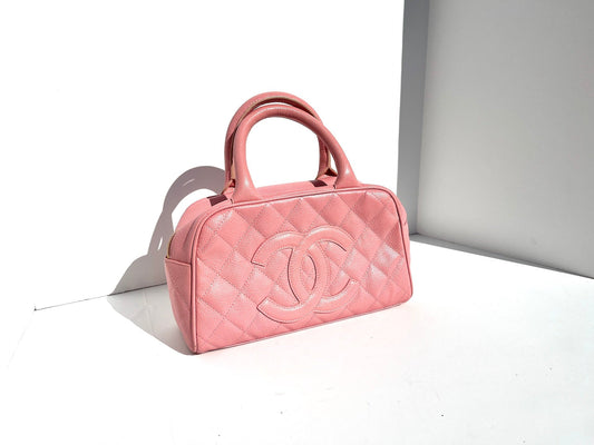 Chanel Timeless Pink Quilted Caviar Bowler Handbag - Rovelle Bags