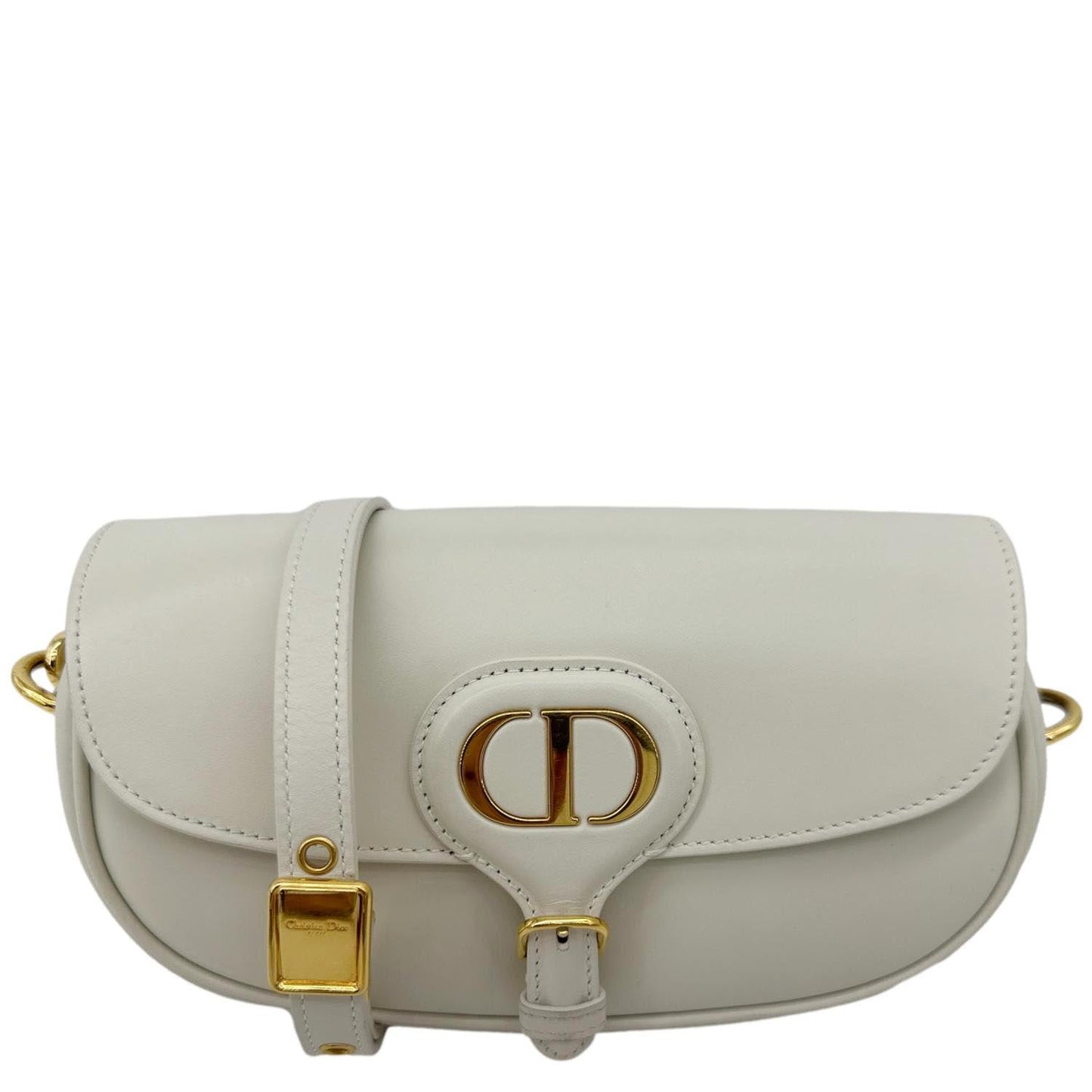 CHRISTIAN DIOR Bobby East West Calfskin Leather Shoulder Bag Off White