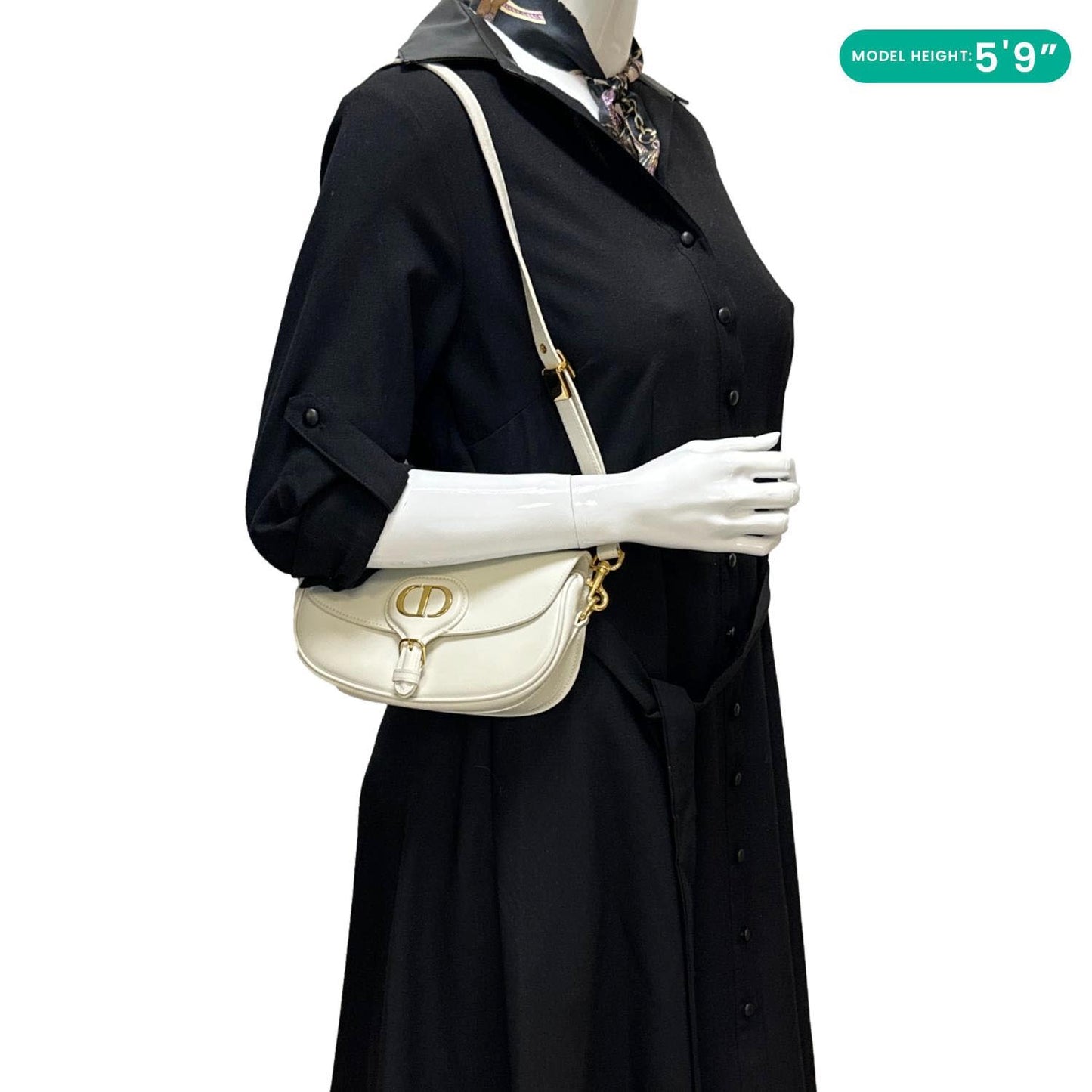 CHRISTIAN DIOR Bobby East West Calfskin Leather Shoulder Bag Off White