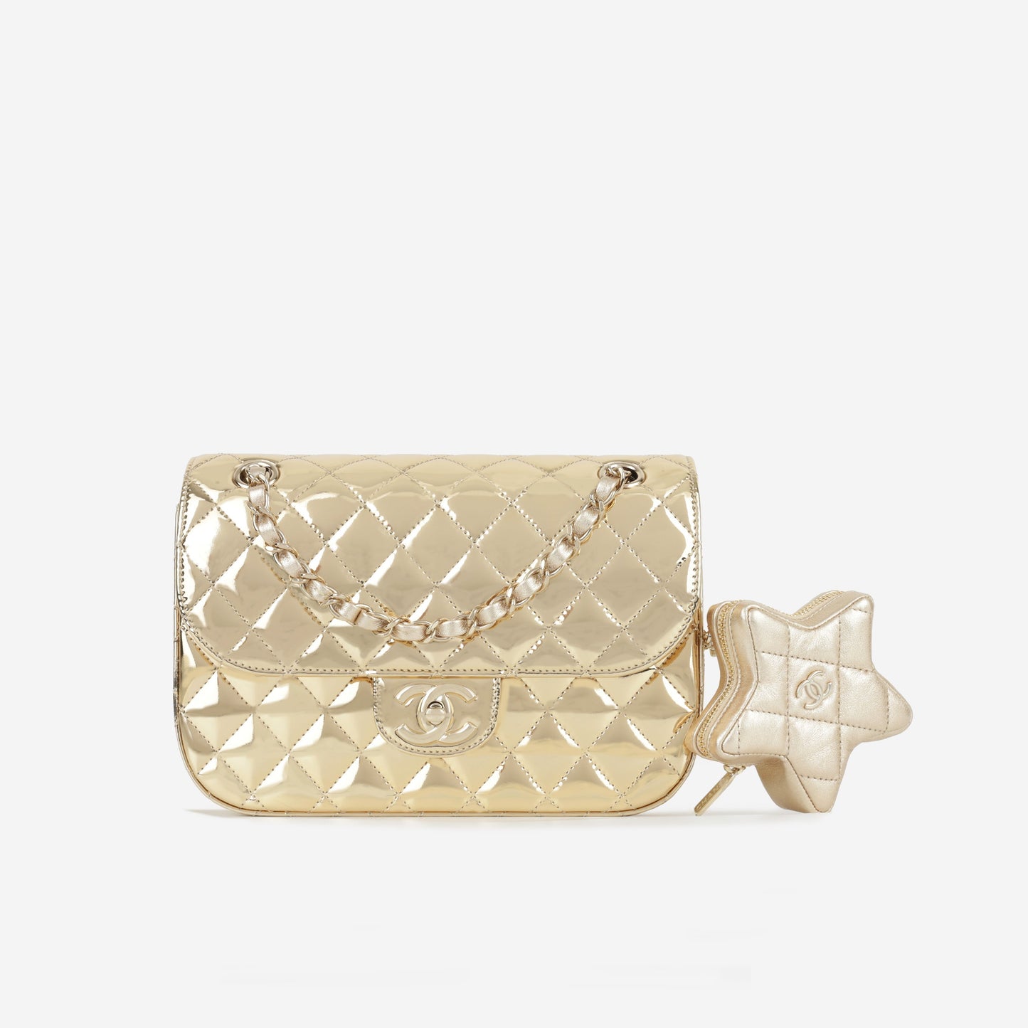 Chanel Classic Flap Lambskin Gold Shoulder Bag Style 145