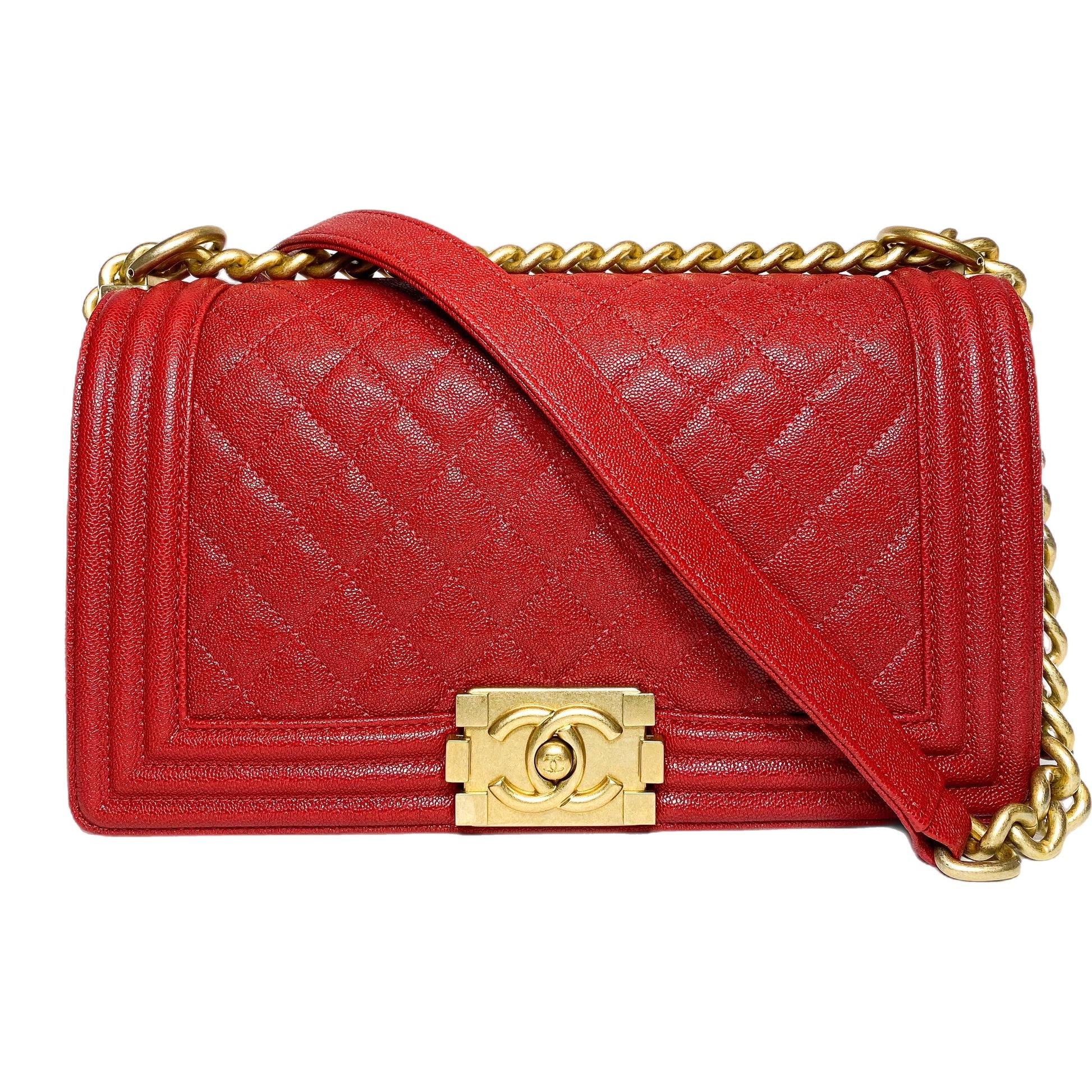 Chanel Red Boy Handbag - Rovelle Bags