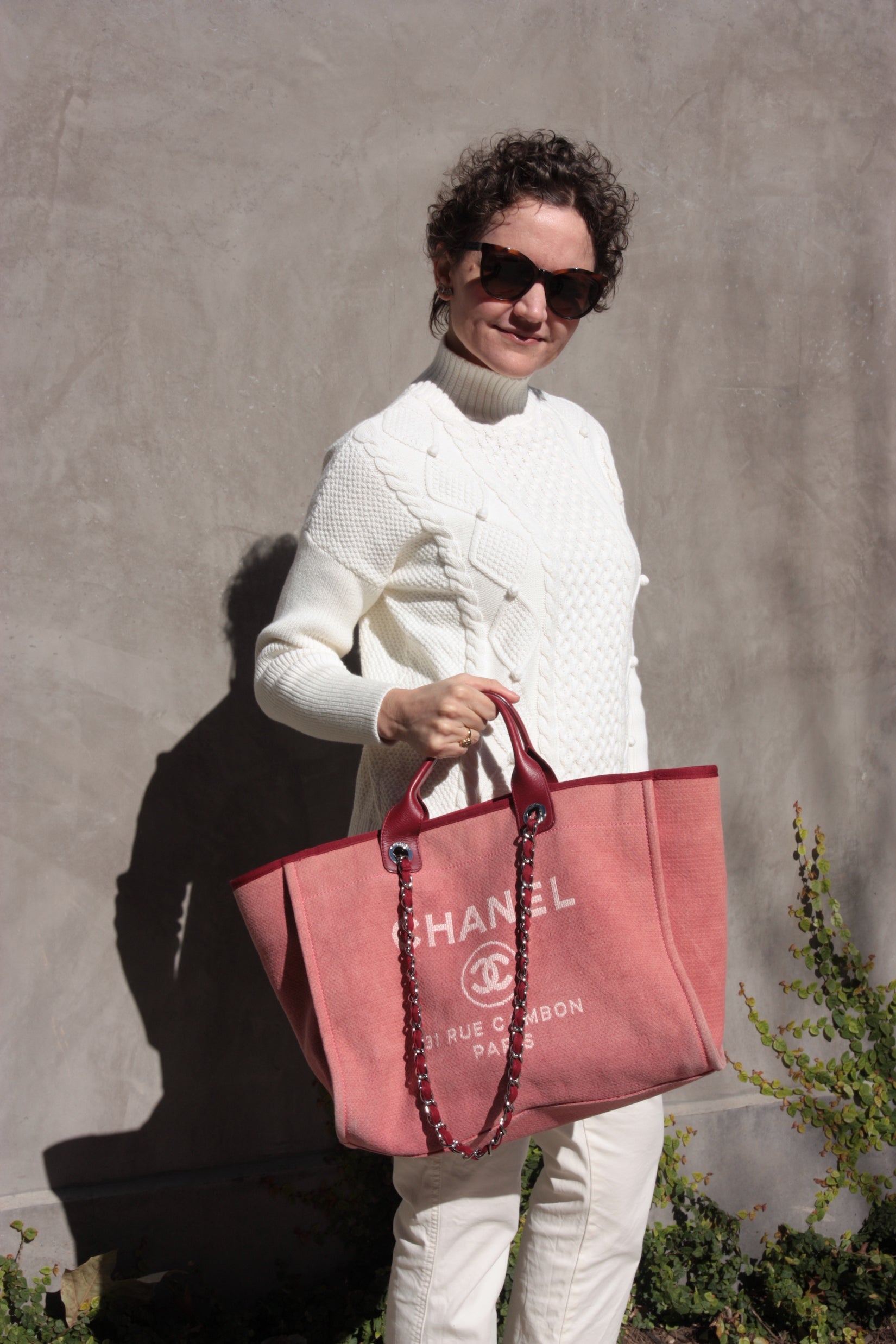 Chanel Deauville Large Red Pink 2012 Tote Bag - Rovelle Bags