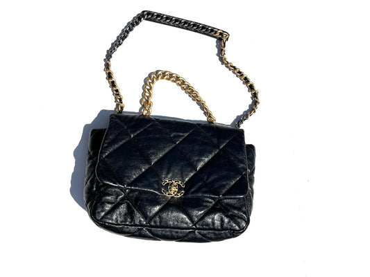 Chanel 19 Black Goatskin 2020 Chain Handbag - Rovelle Bags