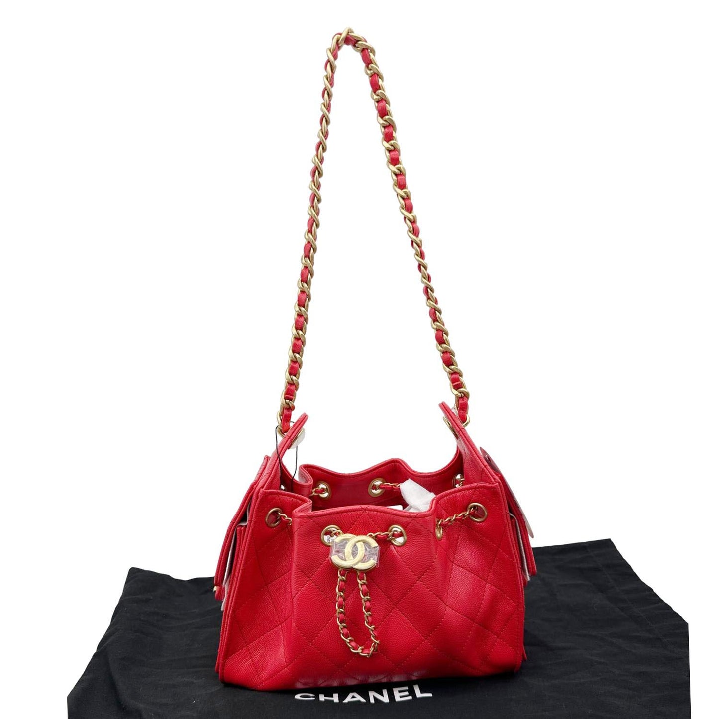 CHANEL 25 Mini Quilted Caviar Leather Hobo Bag Red
