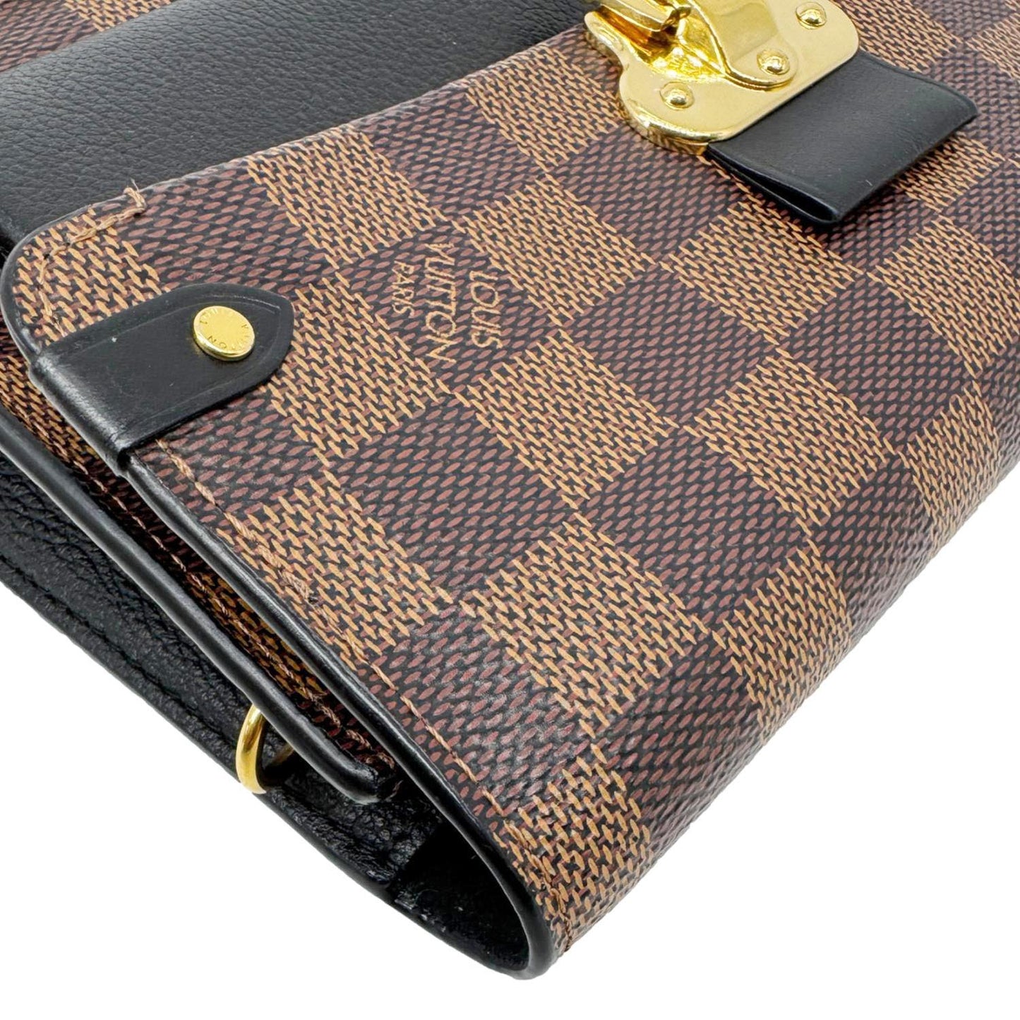 LOUIS VUITTON Vavin PM Damier Ebene Chain Crossbody Bag Black
