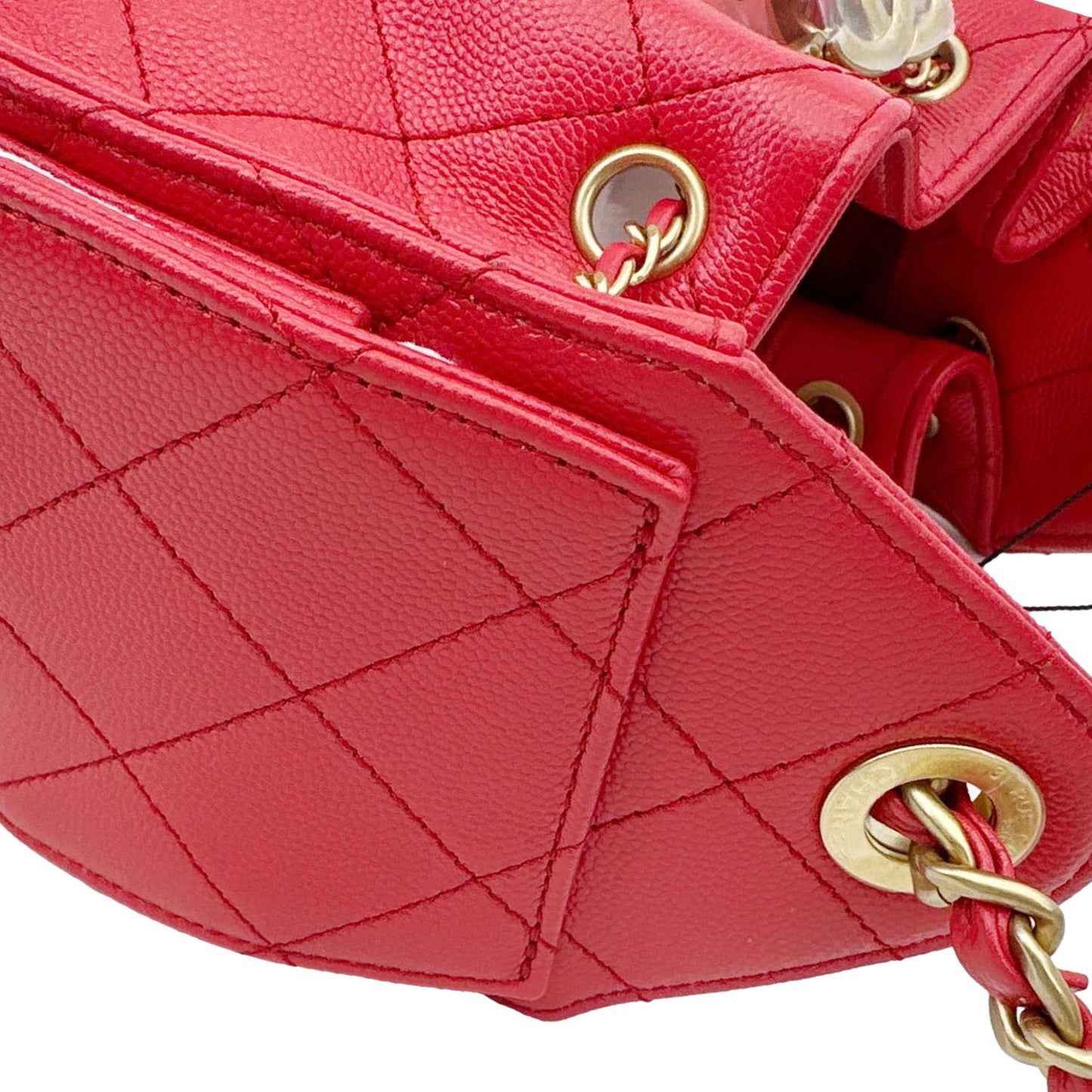 CHANEL 25 Mini Quilted Caviar Leather Hobo Bag Red