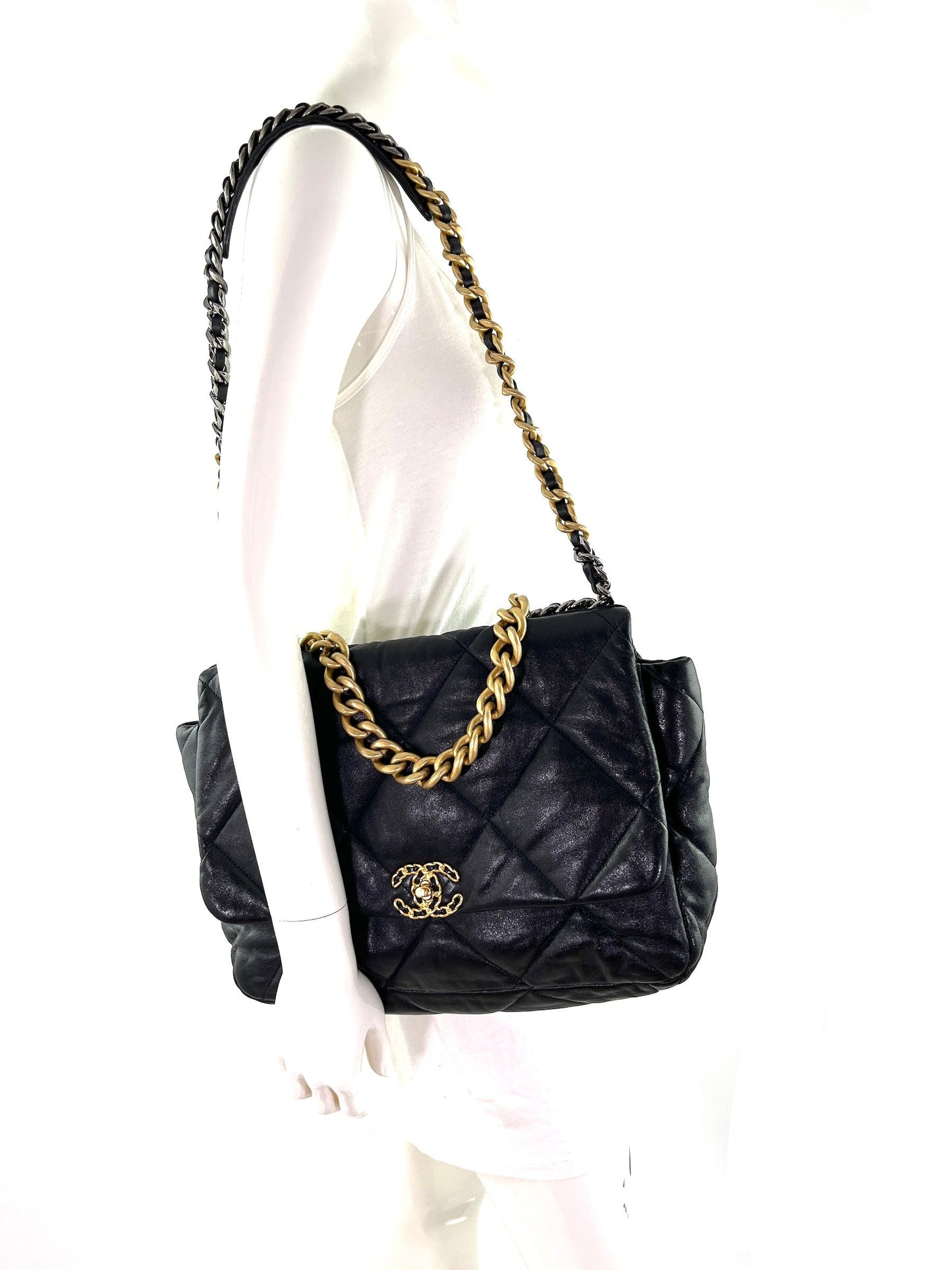 Chanel 19 Black Goatskin 2020 Chain Handbag - Rovelle Bags