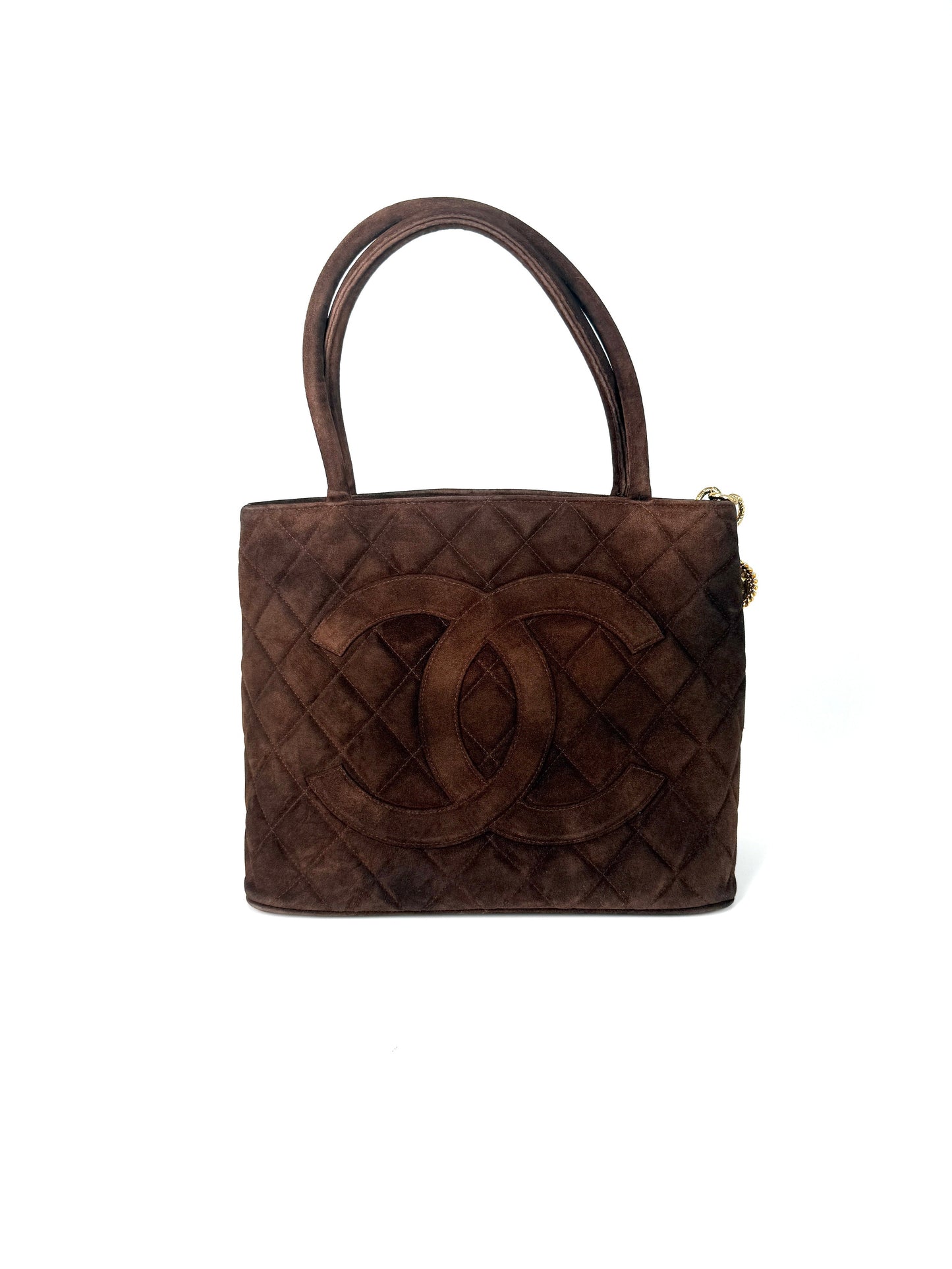 Chanel CC Timeless Medallion Suede Brown Tote Bag - Rovelle Bags