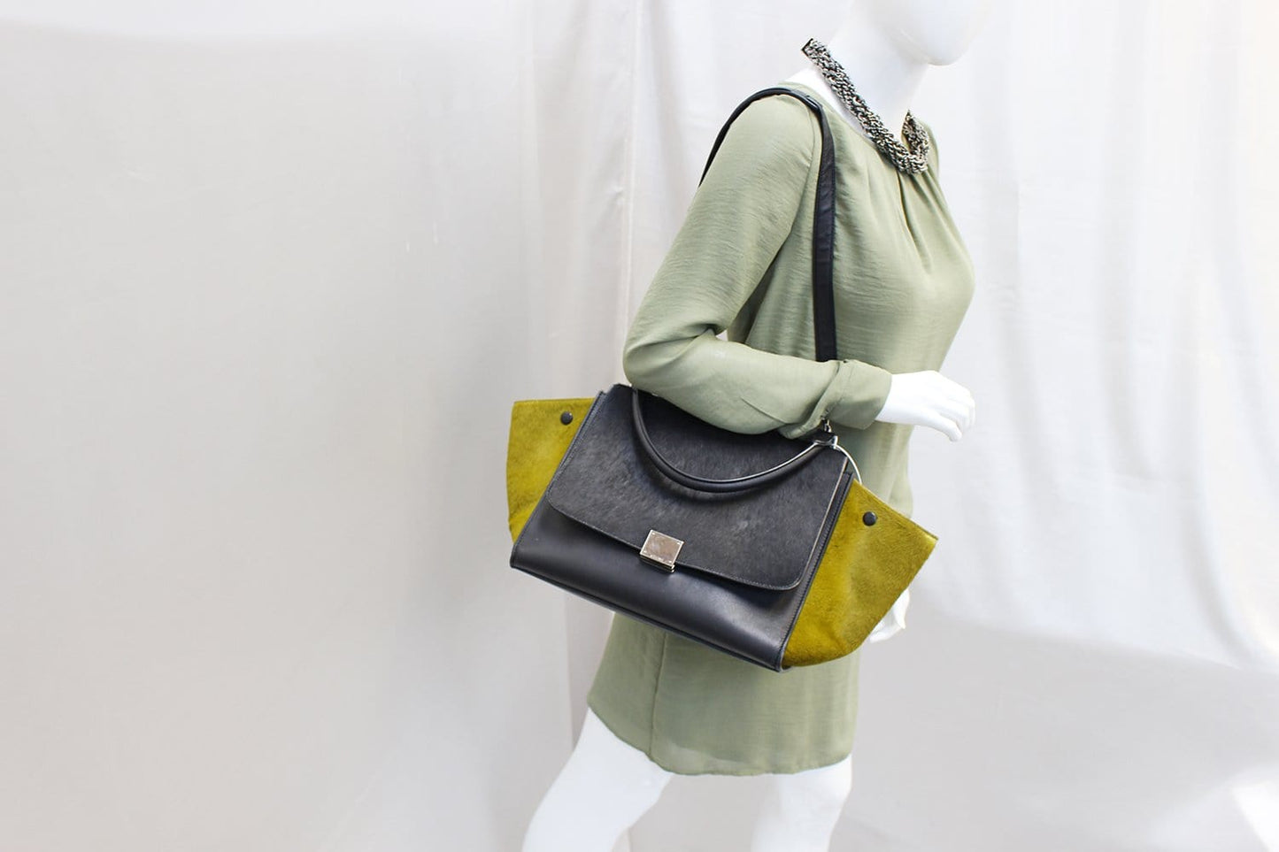 CELINE Gray Pony Hair Small Trapeze Bag - Sale