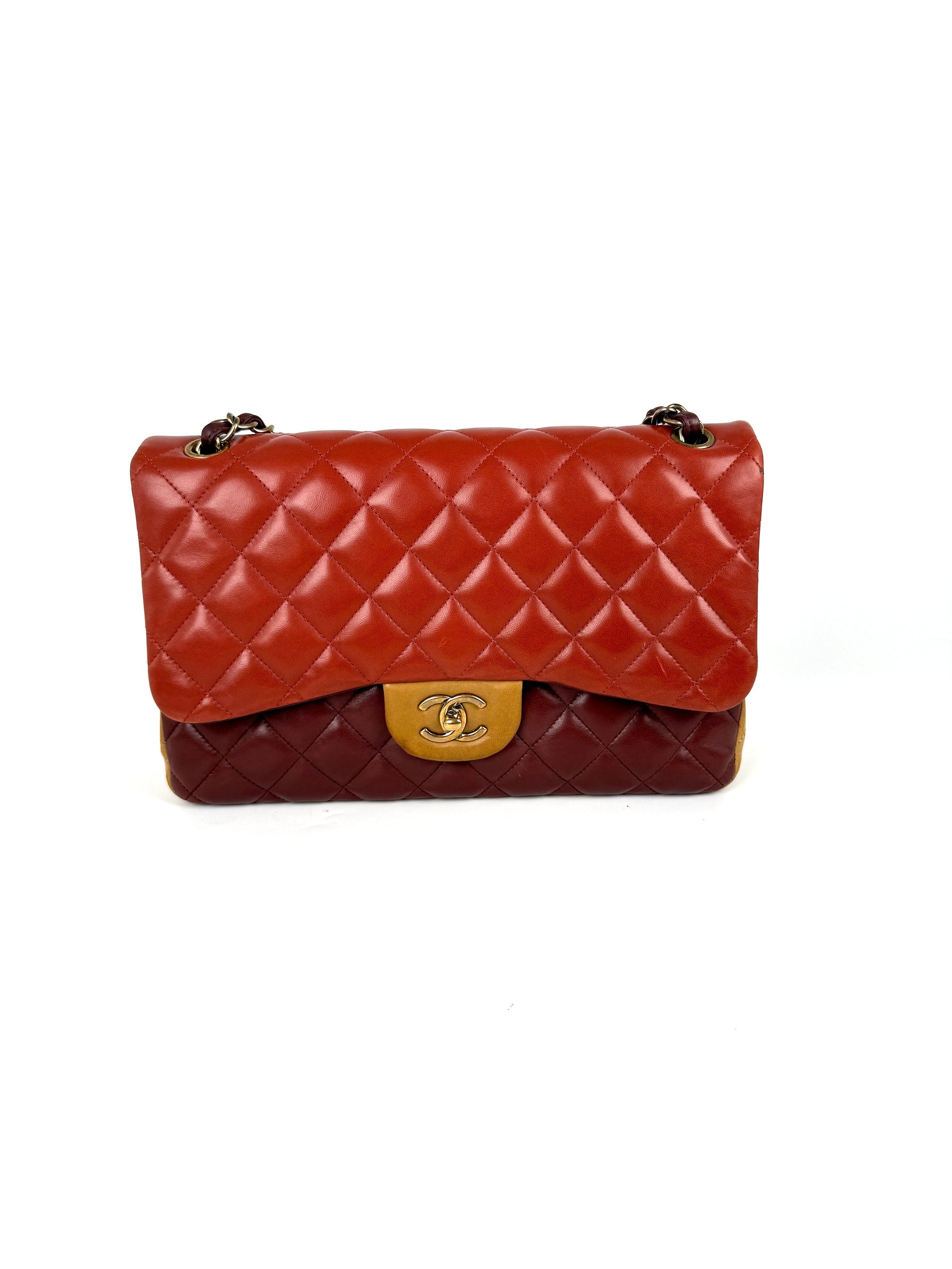 Chanel Classic Jumbo Quilted Lambskin Tri-Color Shoulder Bag - Rovelle Bags