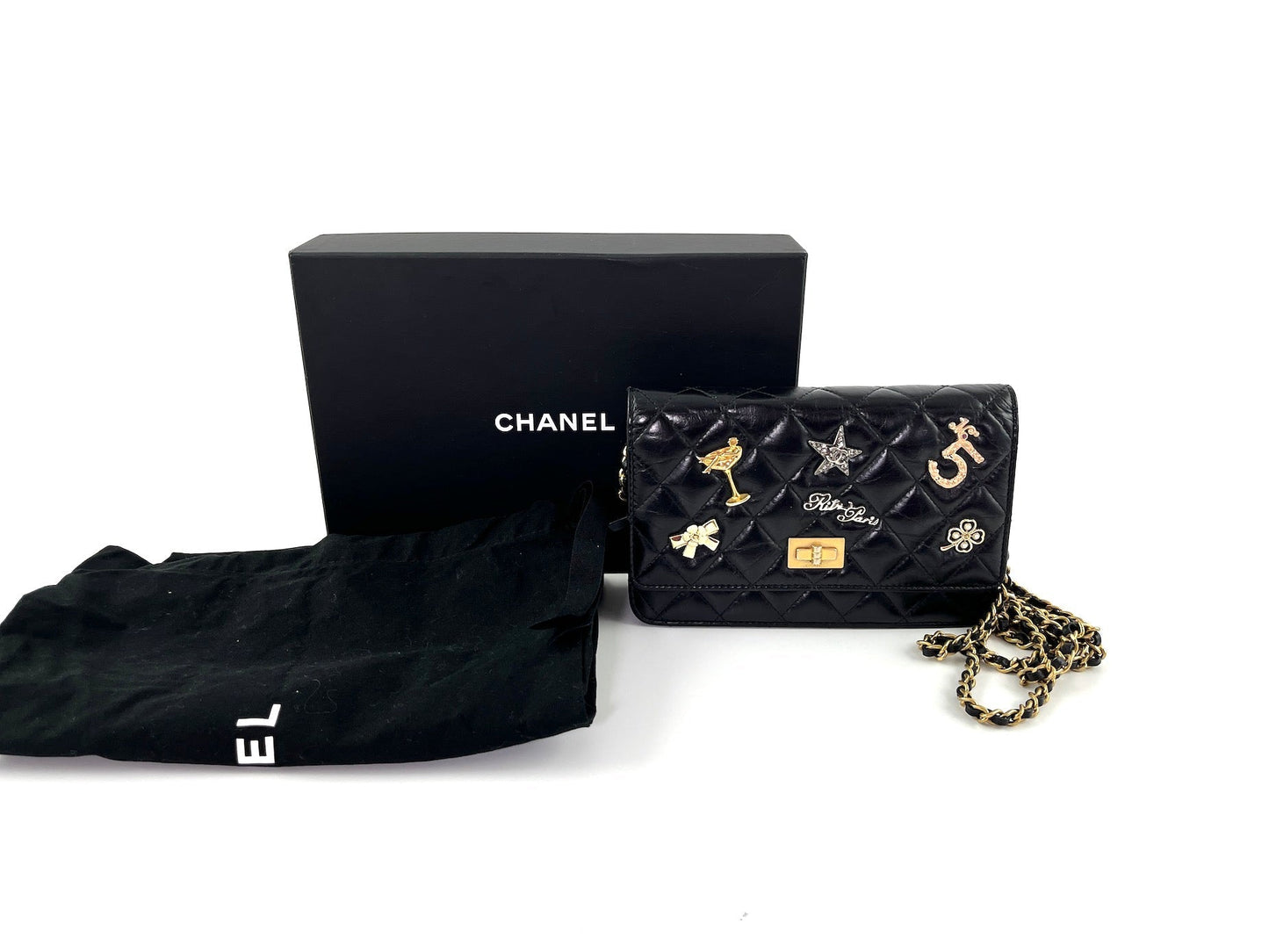 Chanel Black Calfskin Charm Reissue 2.55 Crossbody Bag - Rovelle Bags