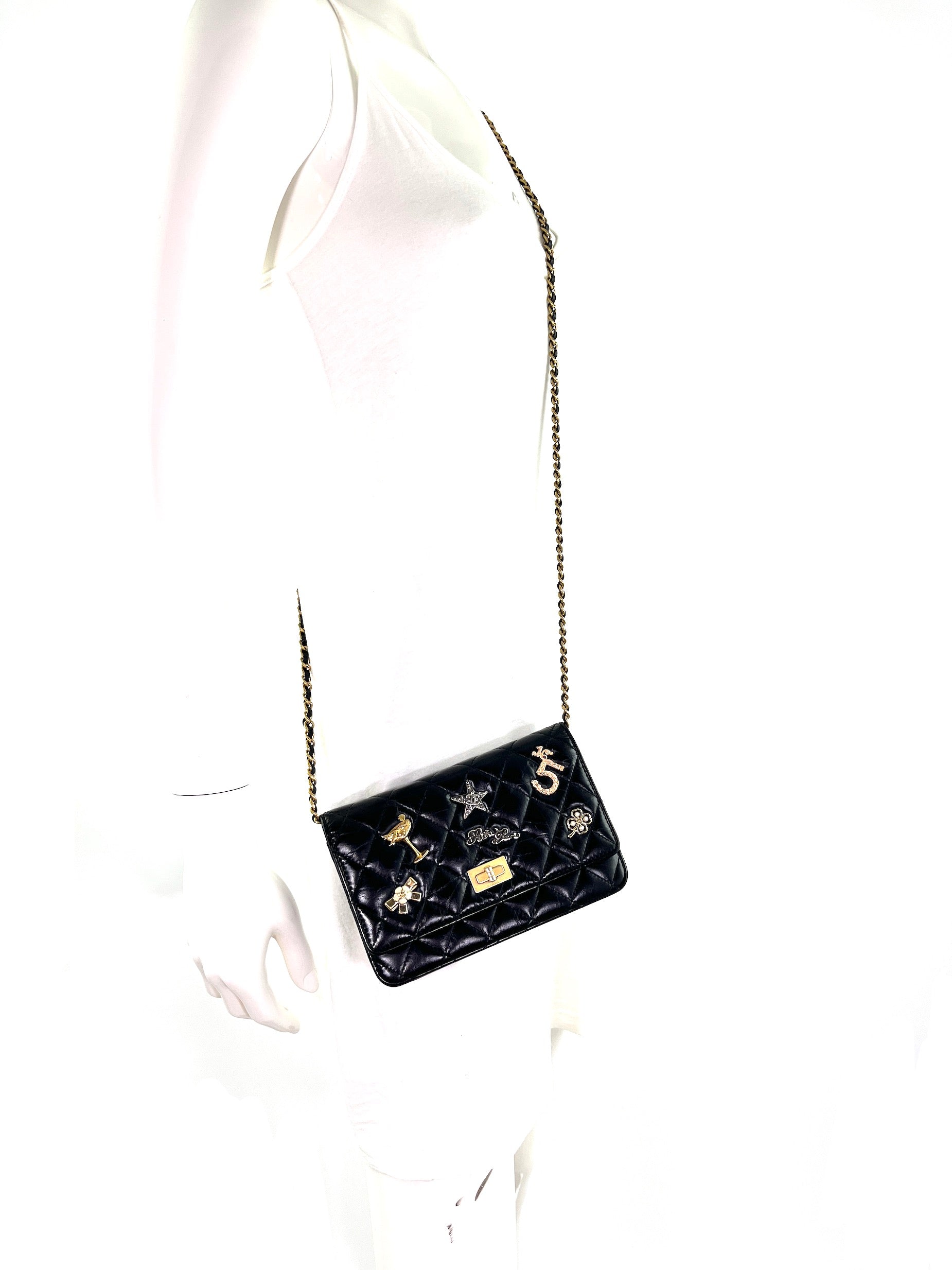 Chanel Black Calfskin Charm Reissue 2.55 Crossbody Bag - Rovelle Bags