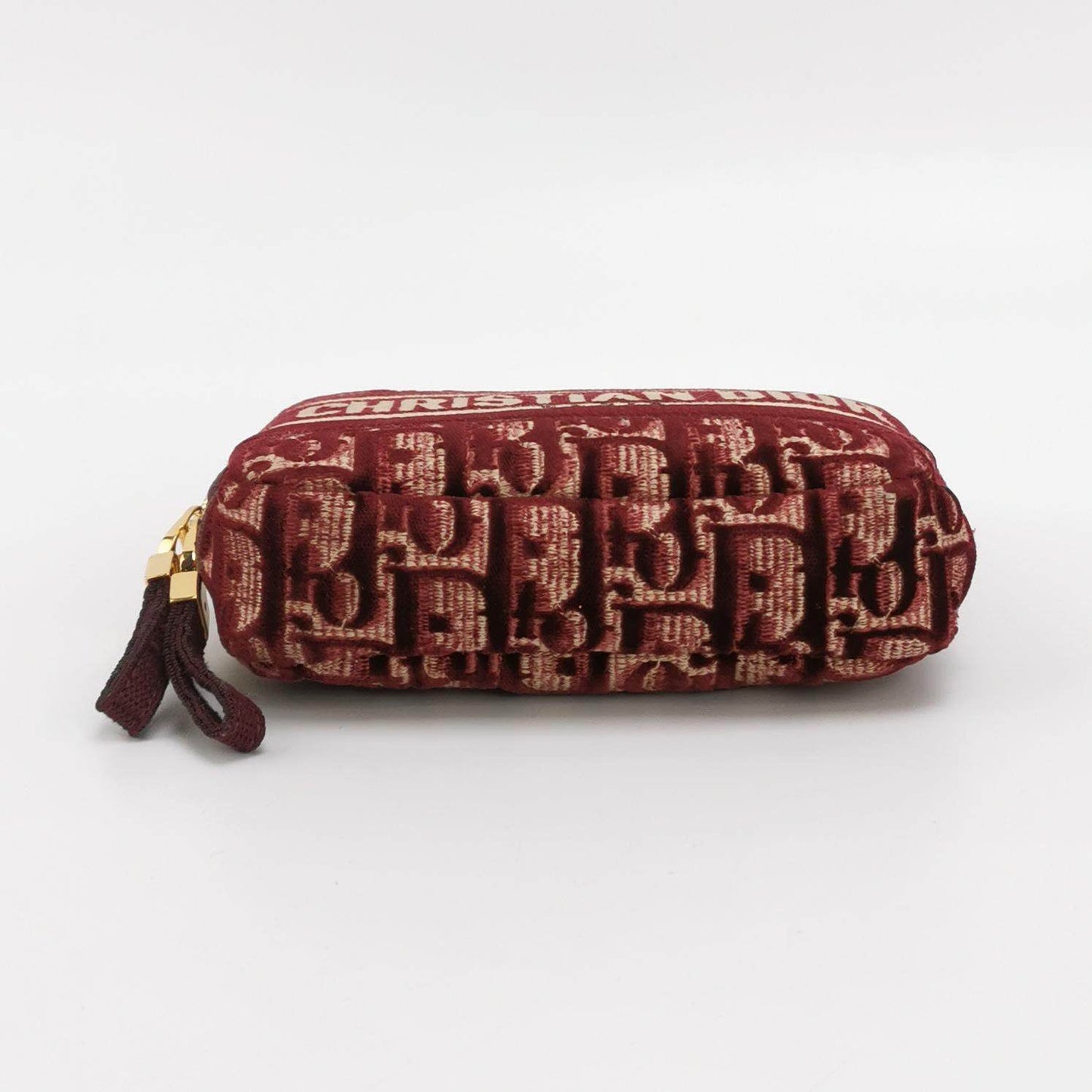 Christian Dior Velvet Oblique Cosmetic Pouch Burgundy