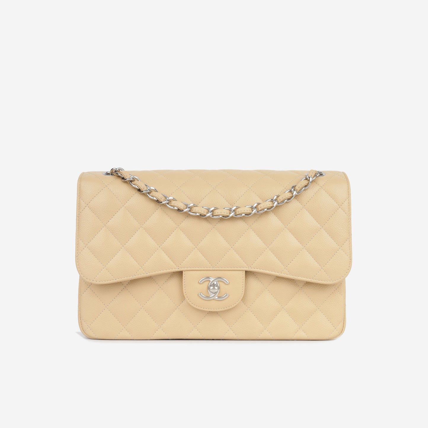 Chanel Classic Flap Lambskin Silver Shoulder Bag Style 6