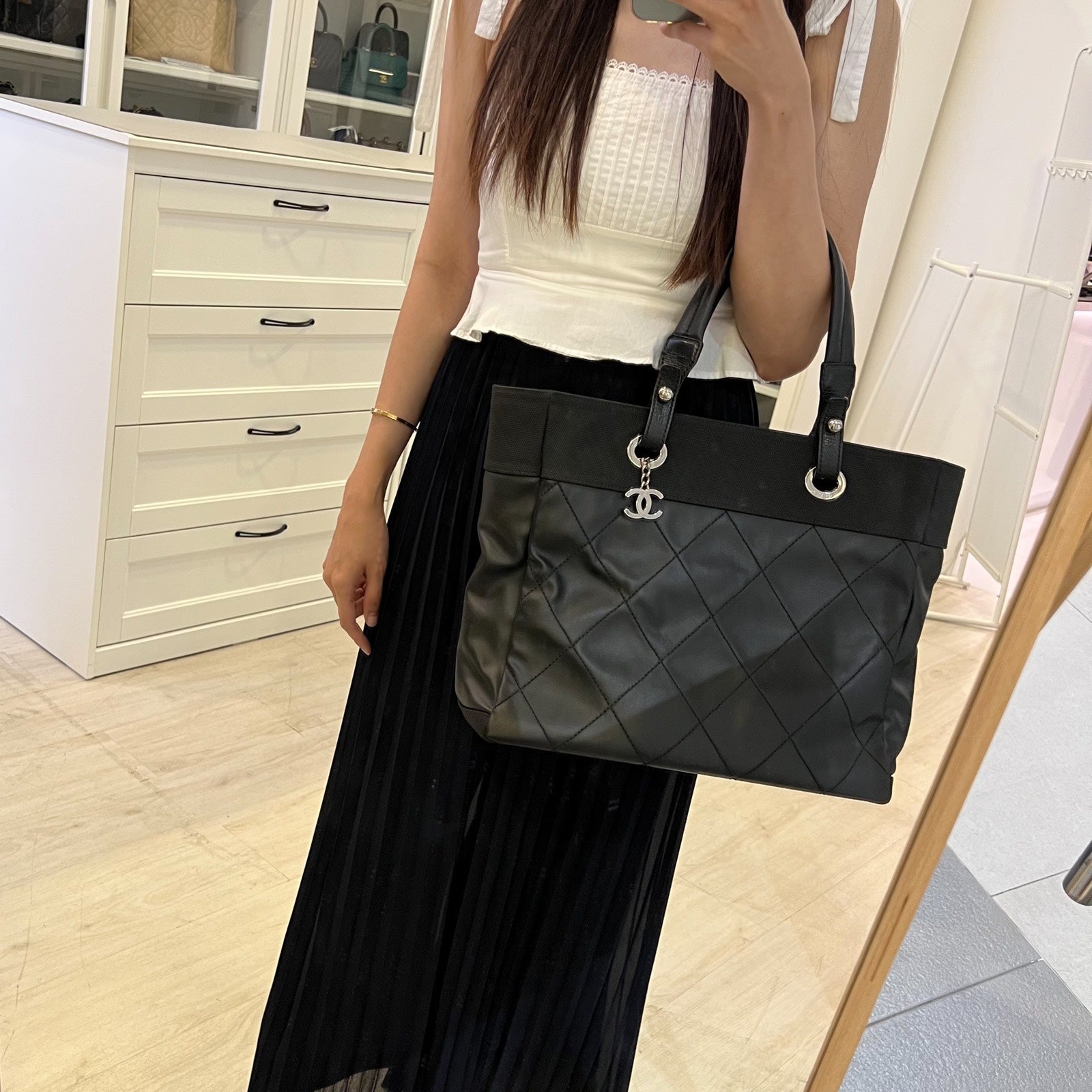 Chanel Biarritz Large Tote in Black Tote Bag - Rovelle Bags
